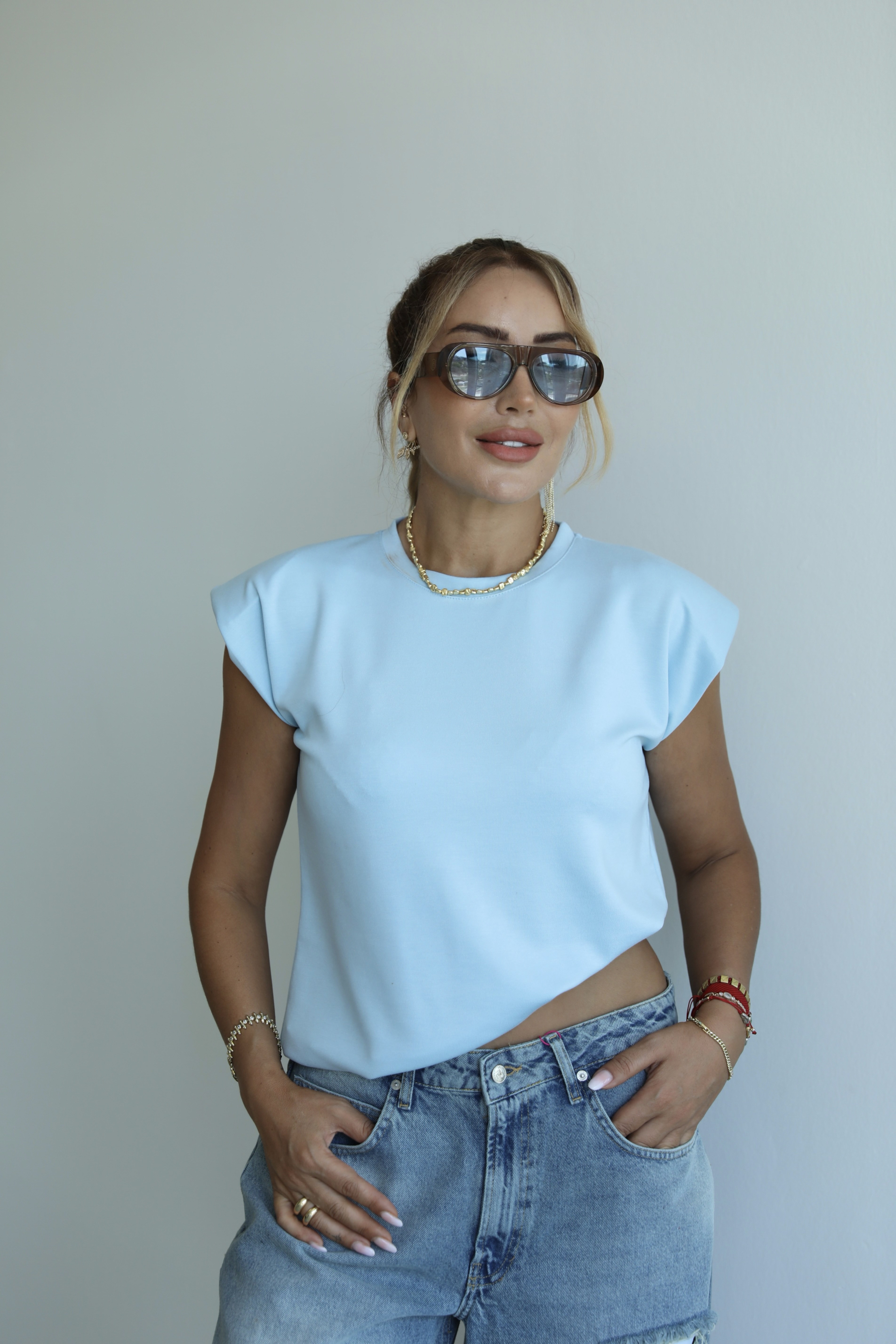 Mavi Vatkalı Modal Basic T-shirt 
