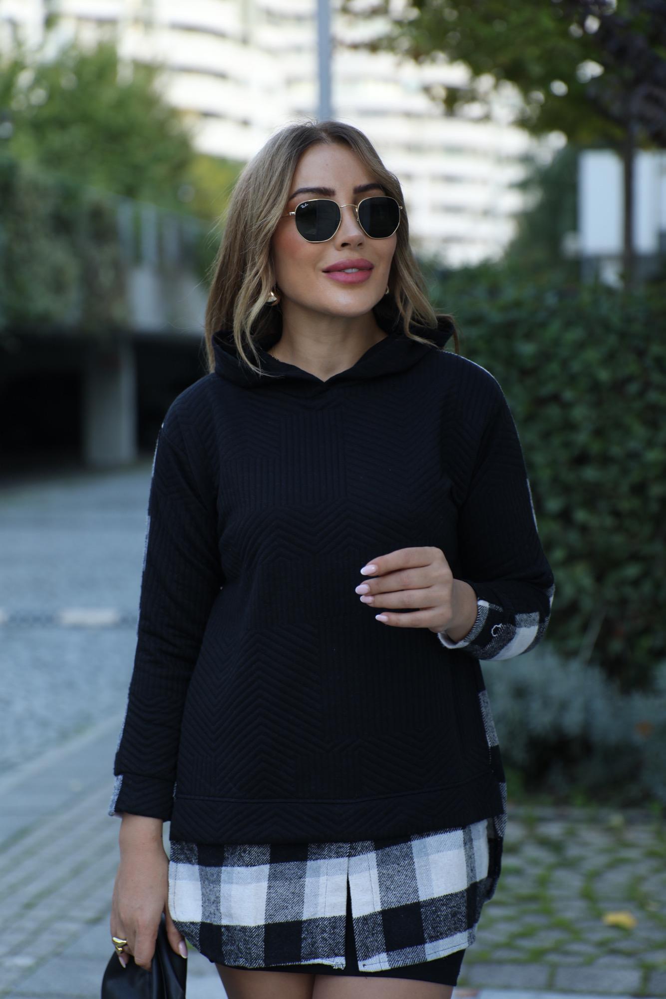Siyah Ekoseli Sweat