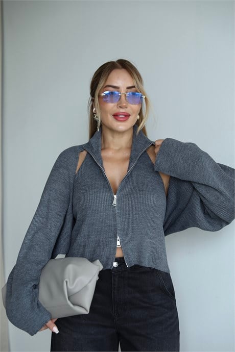 Antrasit Triko Bluz Bolero Takım 
