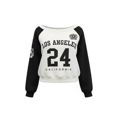 Beyaz Siyah  Baskılı Sweat