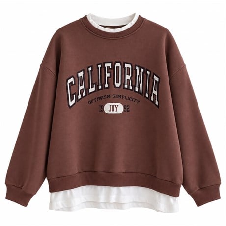 Kahve California Nakışlı Sweat