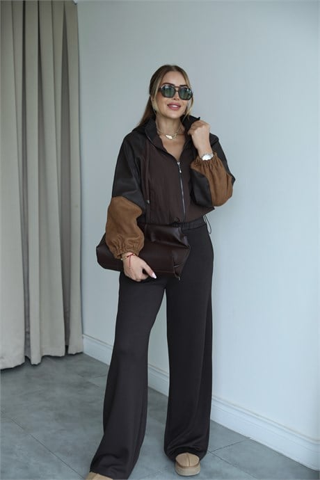 Kahve Marka Model Deri Detaylı Takım 