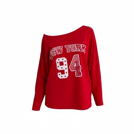 Kırmızı 94 Baskılı Uzun Kollu T-shirt 