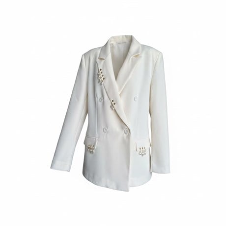Krem İnci Detaylı Marka Model Ceket