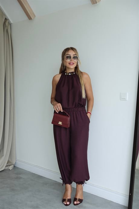 Mürdüm Halter Şalvar Pantolon Takım 