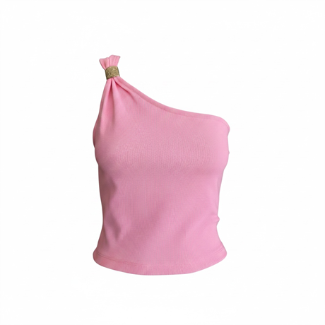 Pembe Gold Detay Tek Omuz Bluz