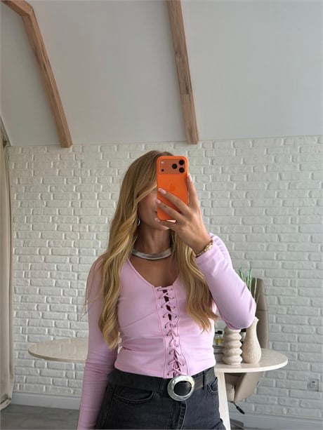 Pembe Kuşgözü Detaylı Bluz