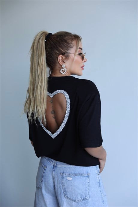 Siyah Kalpli Vatkalı T-shirt 