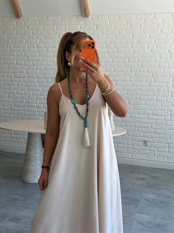 Taş Askılı Maxi Çan Elbise