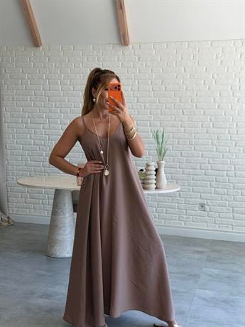 Vizon Askılı Maxi Çan Elbise