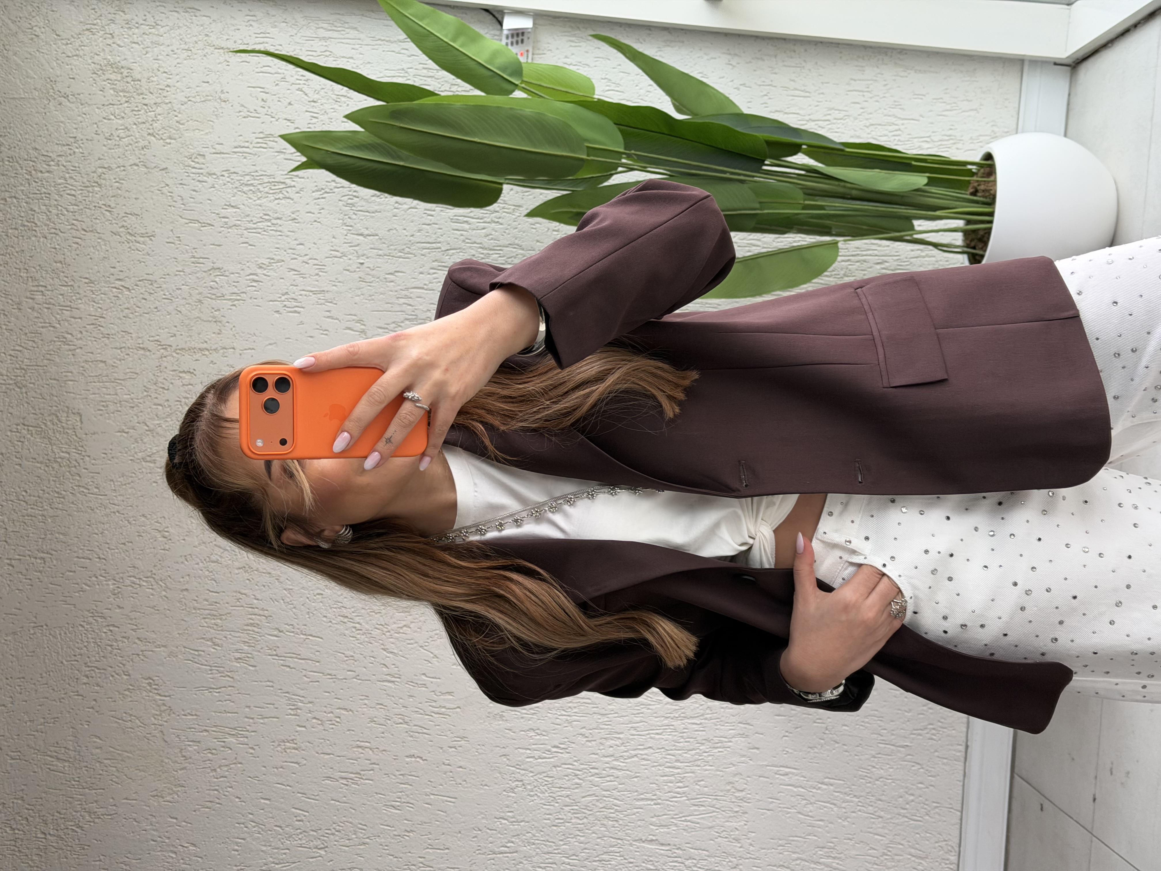 Acı Kahve Premium Çift Düğmeli Blazer Ceket