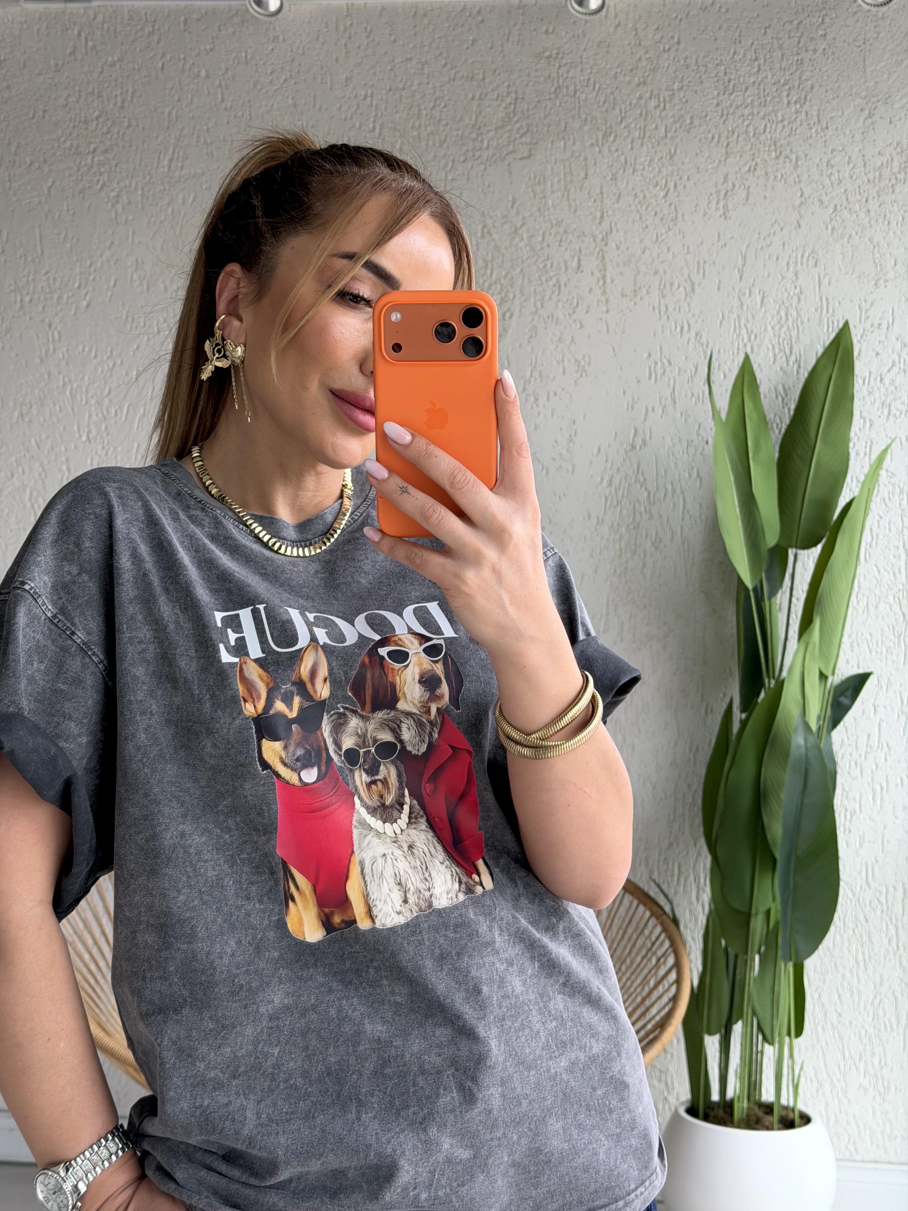 Antrasit Baskılı T-shirt