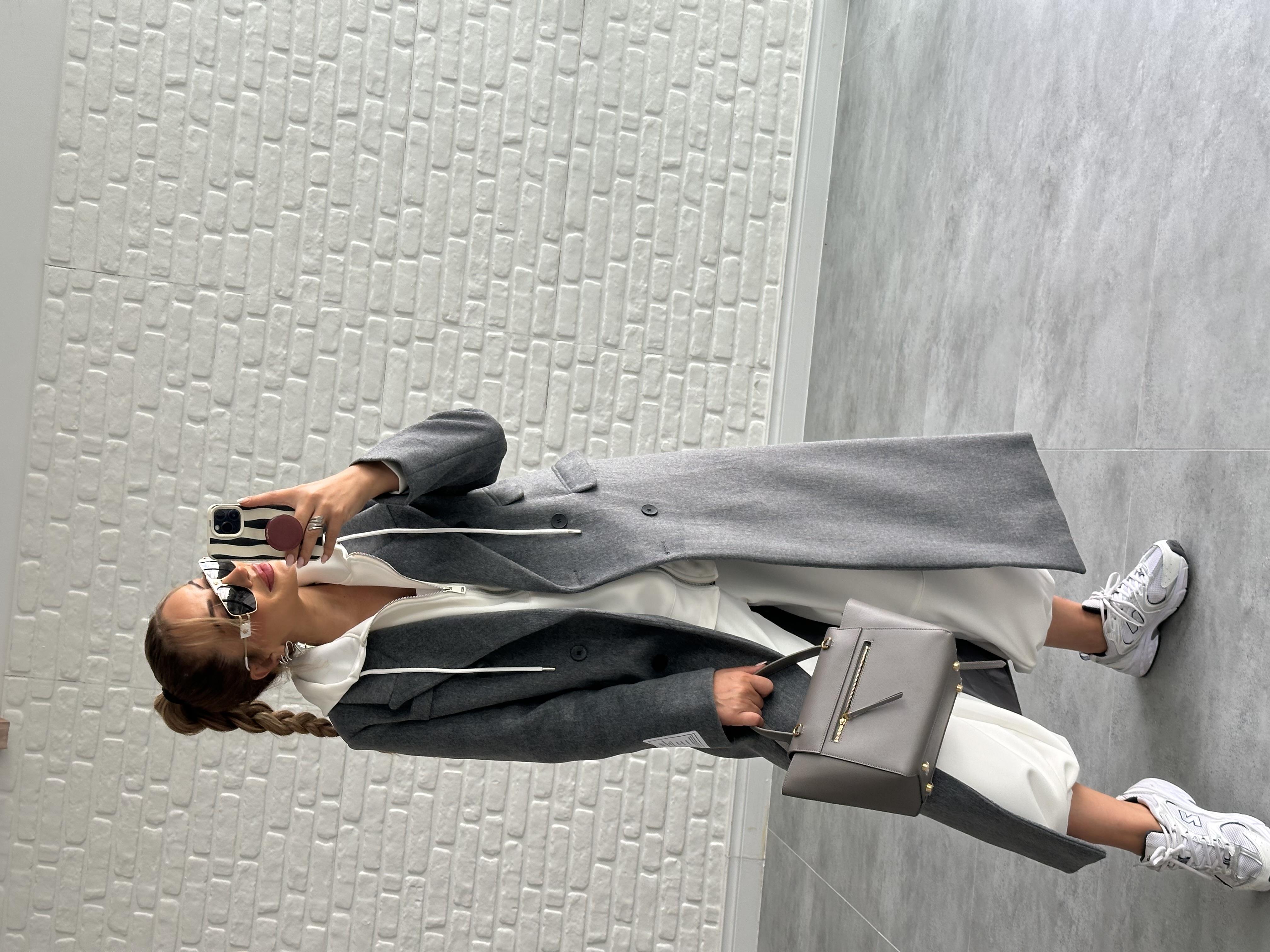 Antrasit Kaşe Armalı Kaban