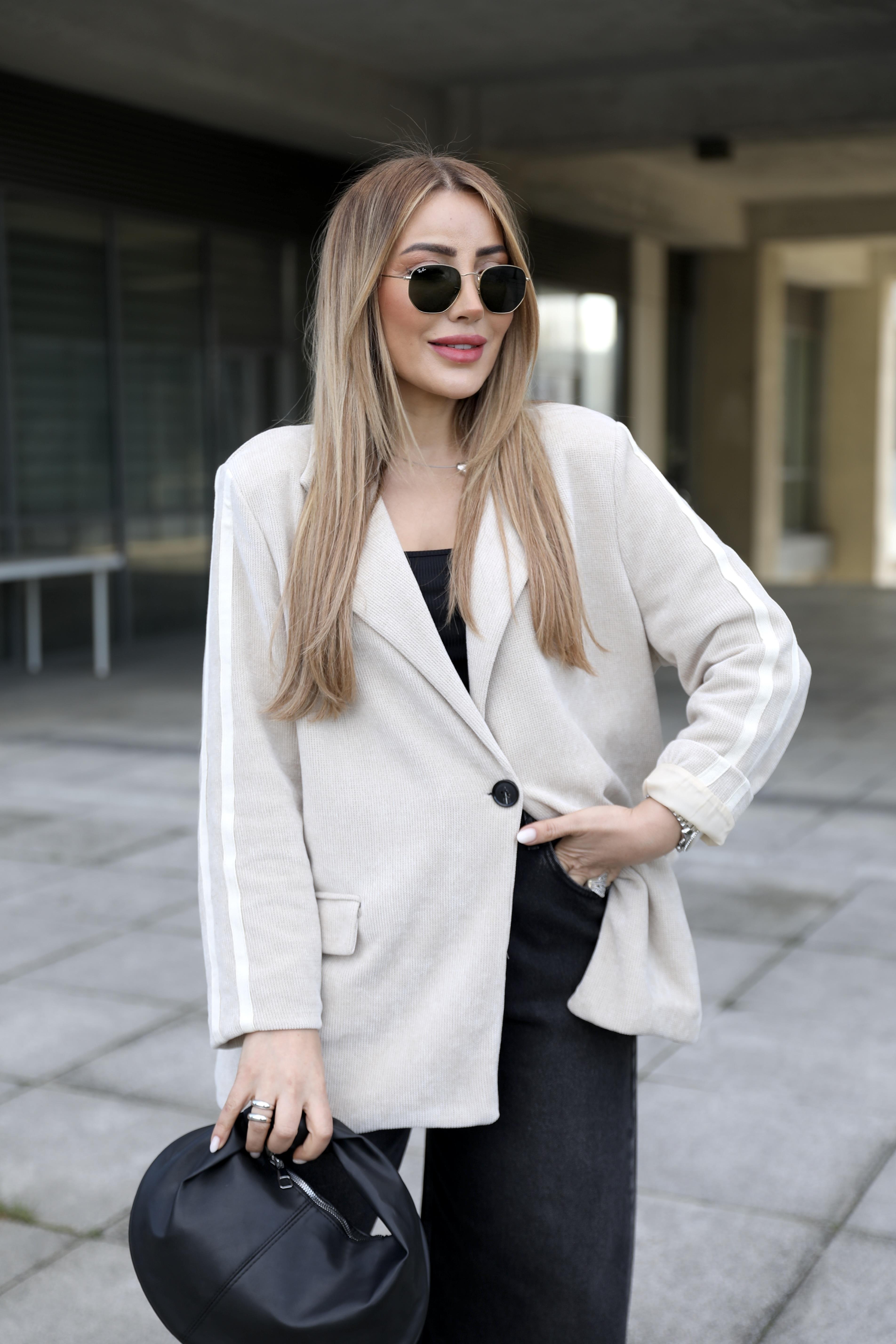 Bej Kadife İthal Blazer Ceket