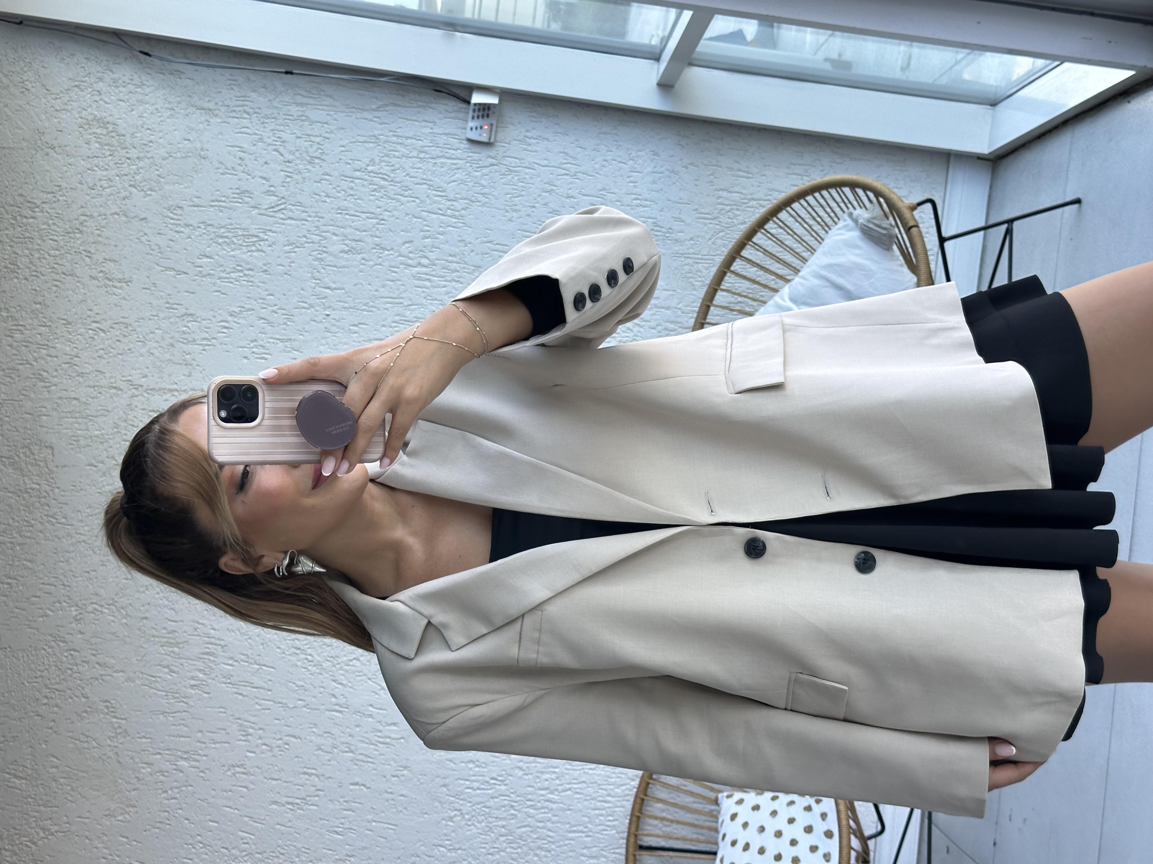 Bej Oversize Blazer Ceket 