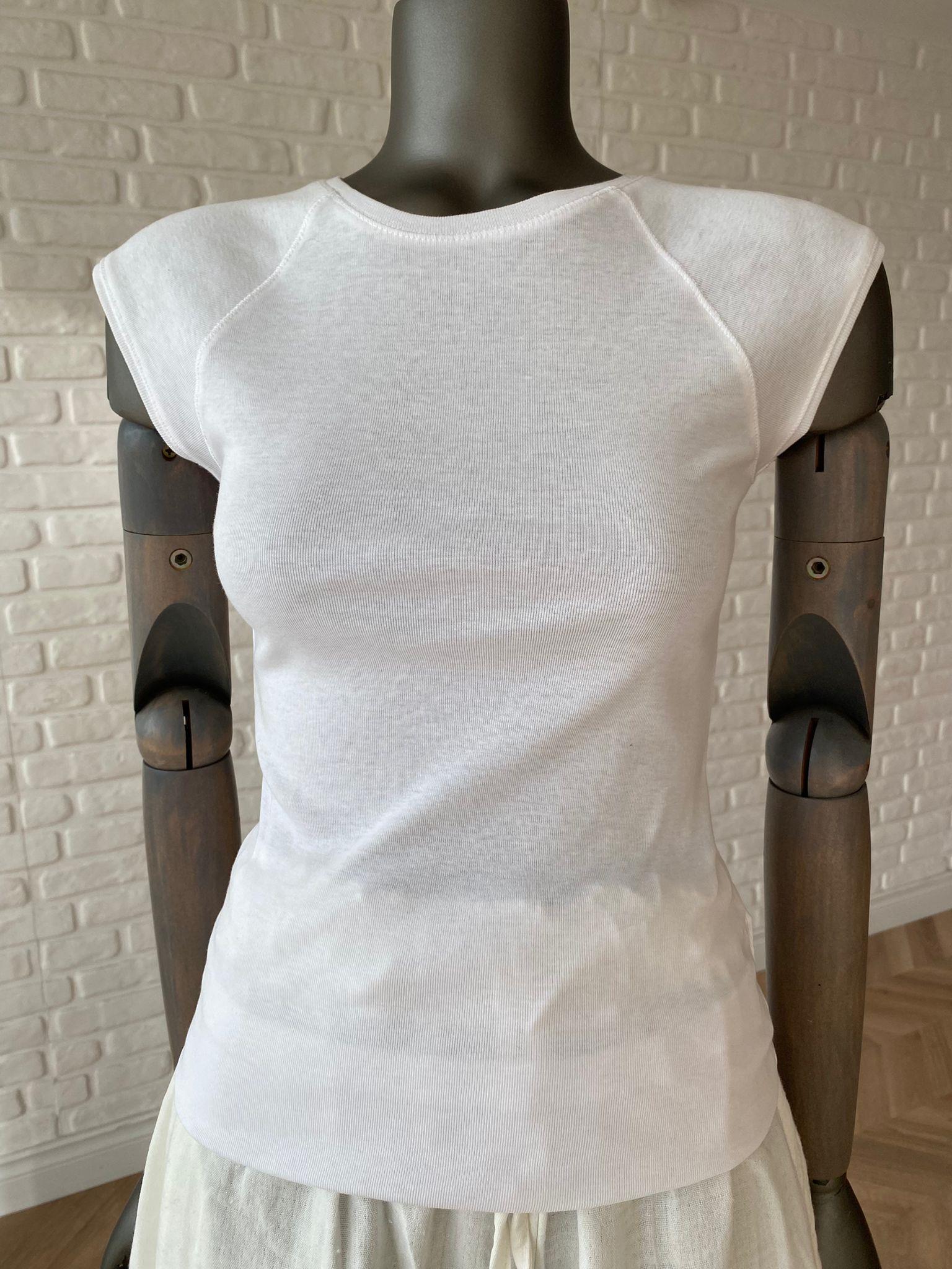 Beyaz Bisiklet Yaka T-shirt
