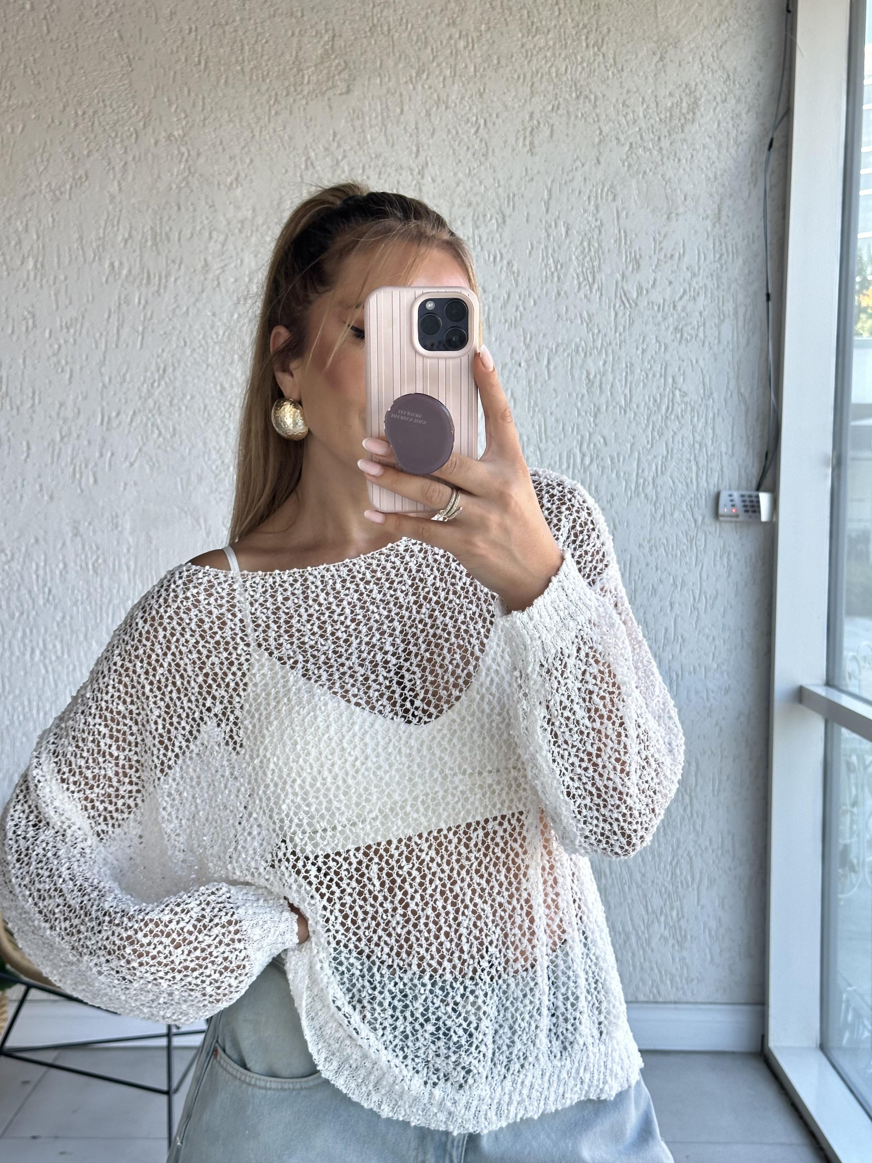 Beyaz Merserize Triko Bluz