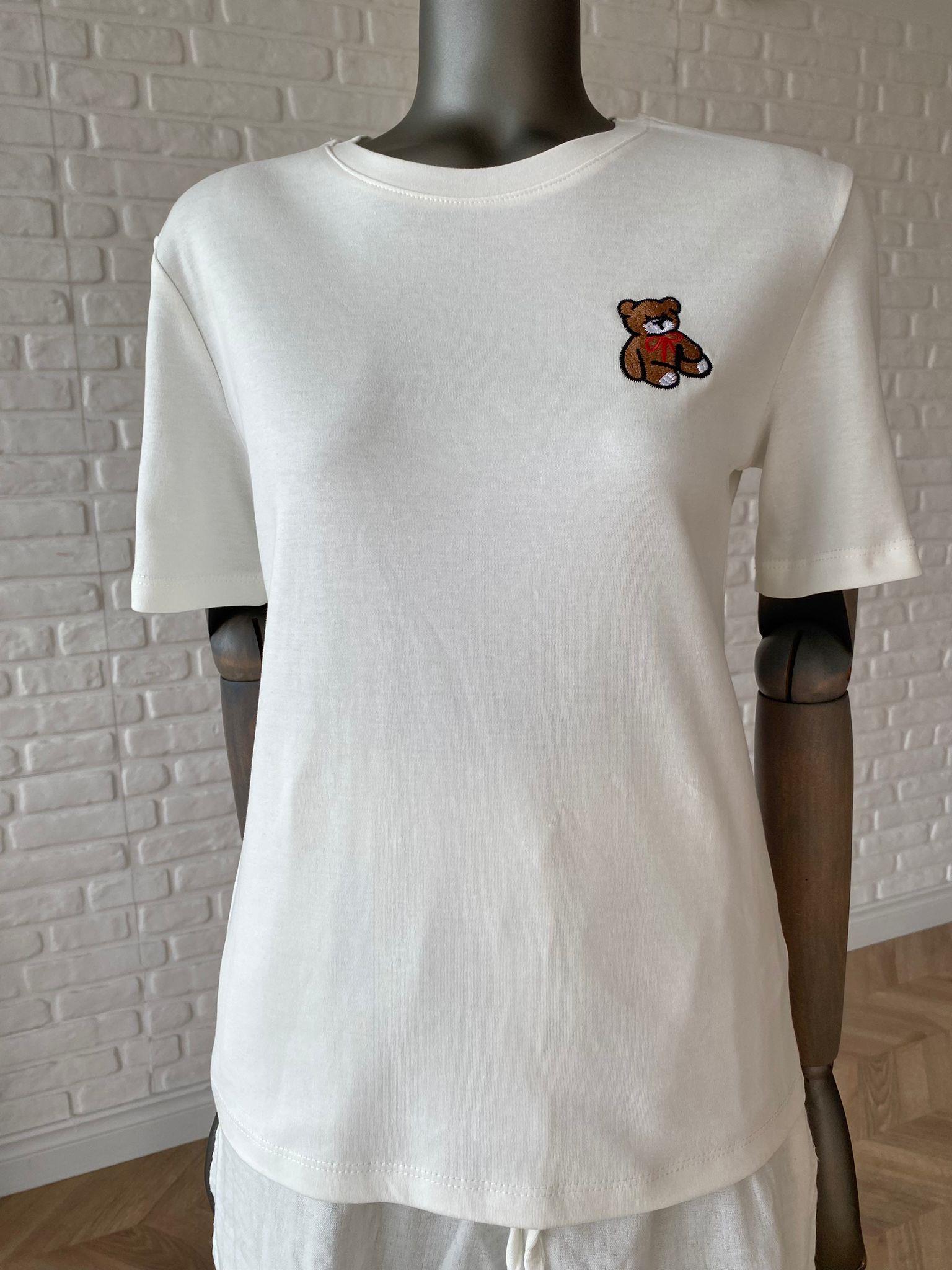 Beyaz Nakışlı T-shirt