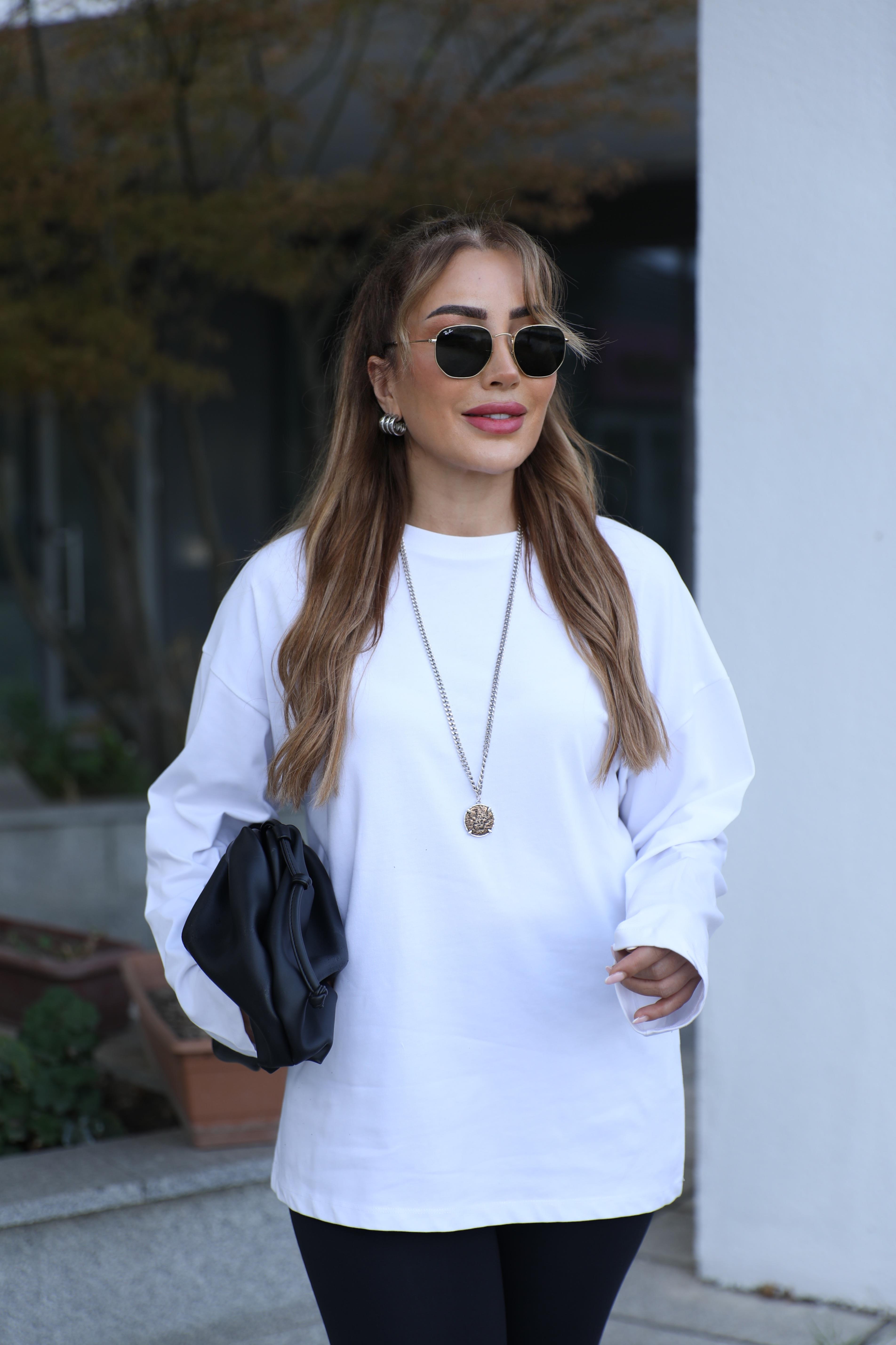 Beyaz Oversize Orj Basic T-shirt 