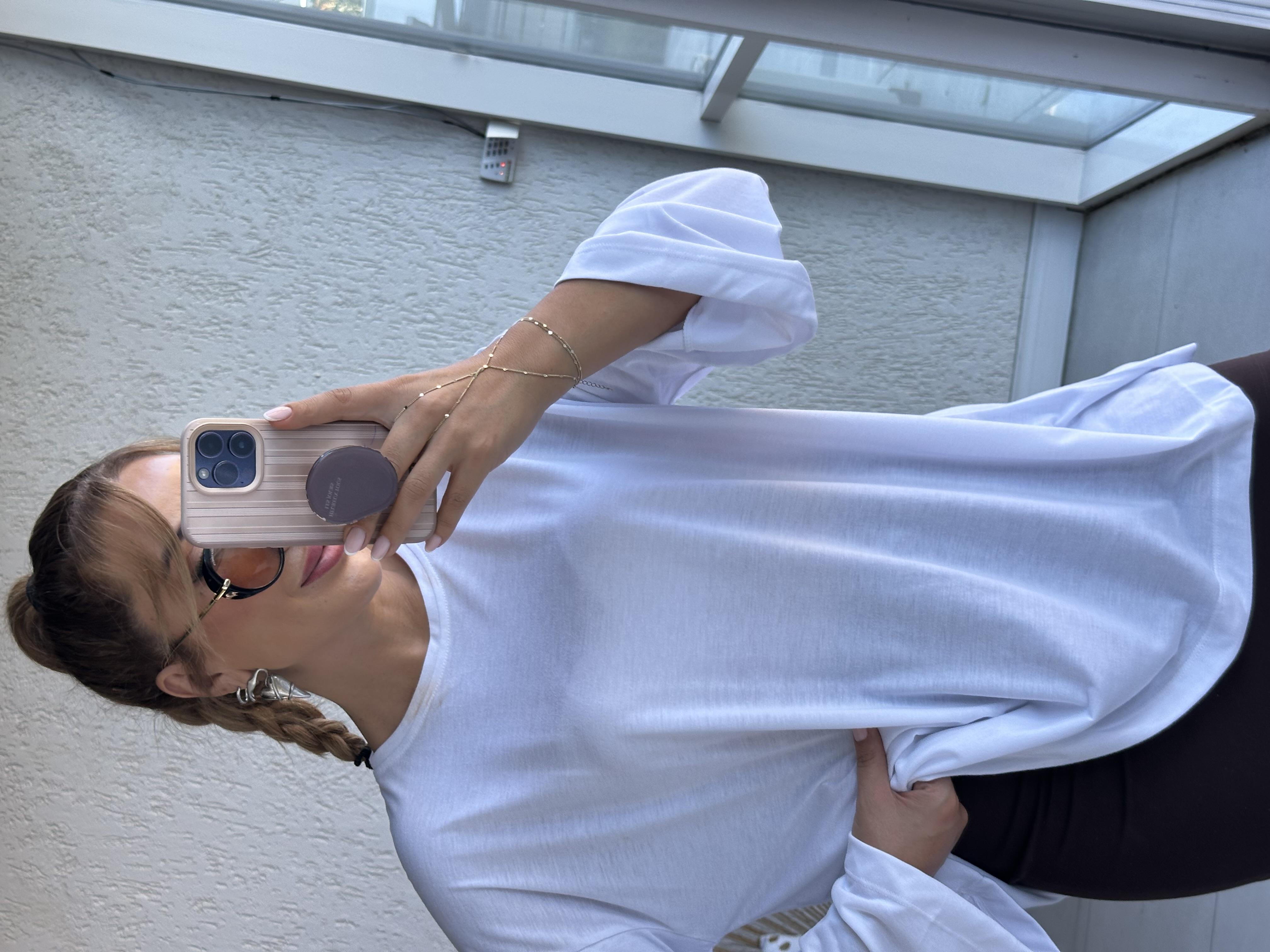 Beyaz Oversize Uzun Kollu Premium T-shirt