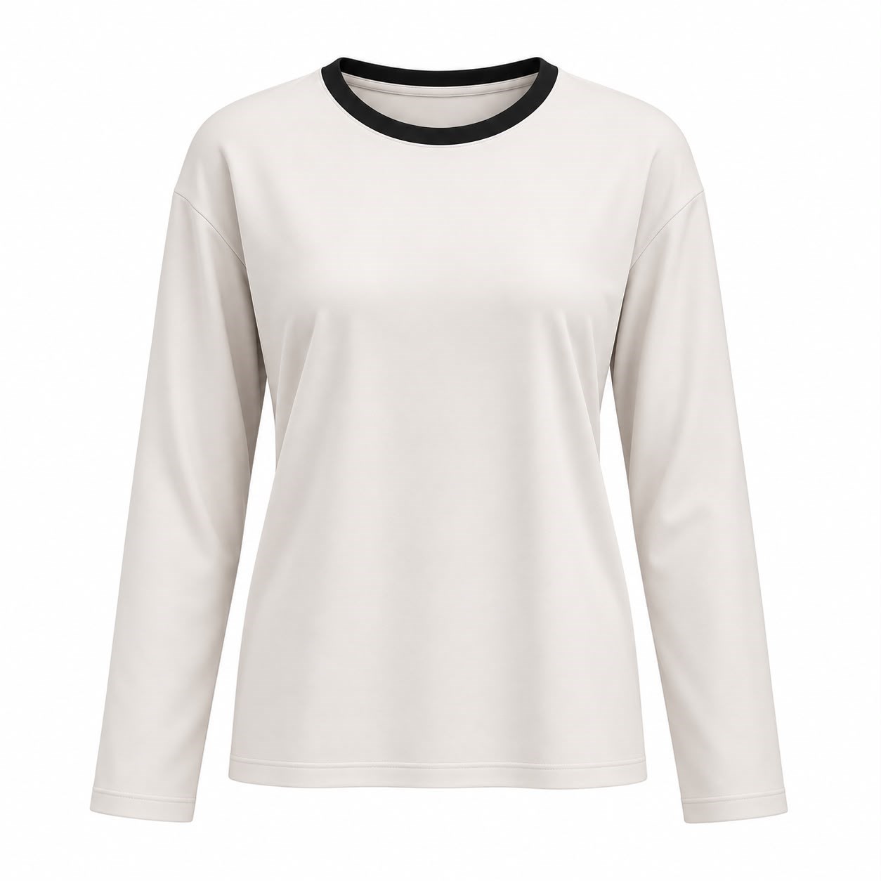 Beyaz Siyah Biyeli Basic T-shirt