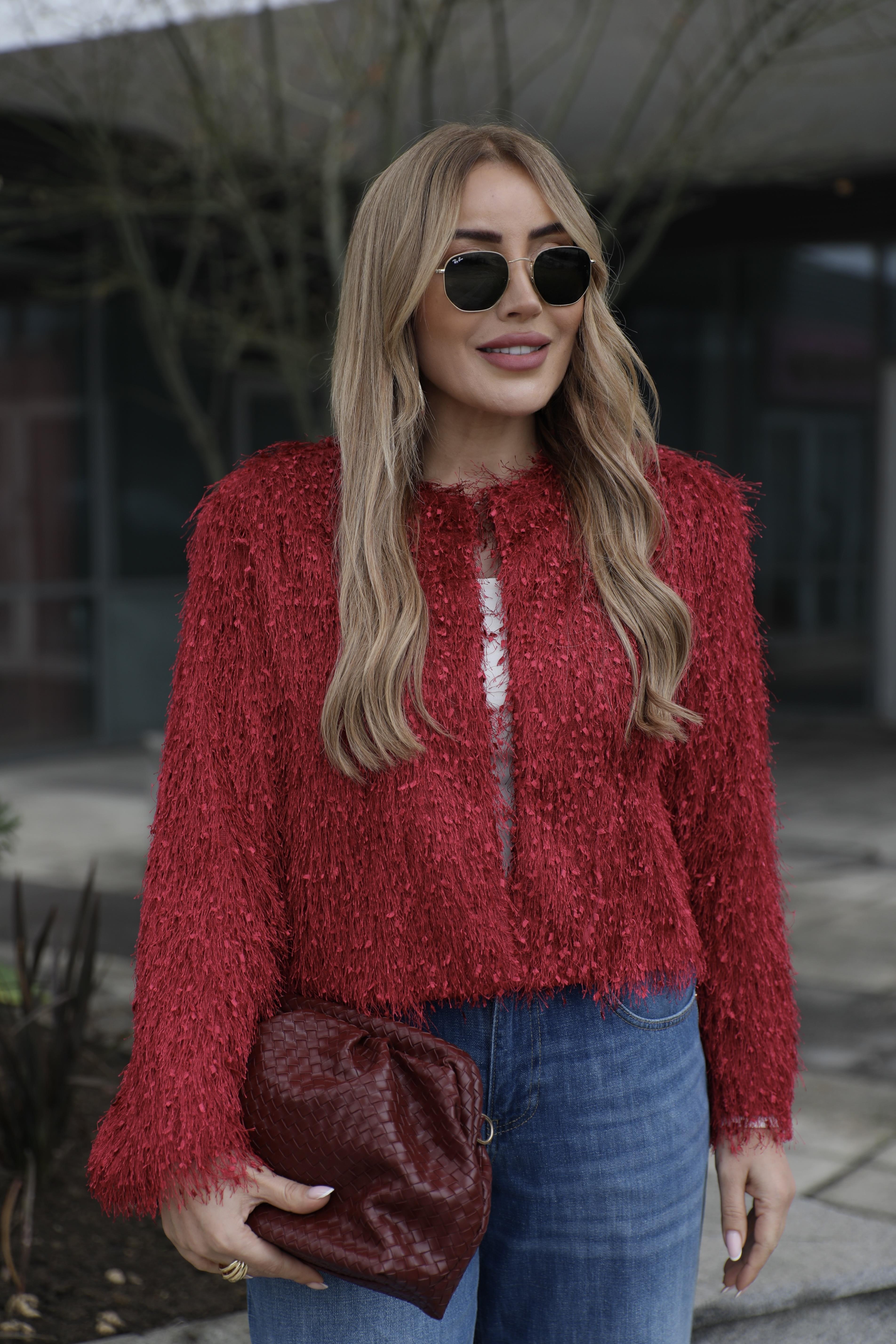 Bordo Püsküllü Ceket