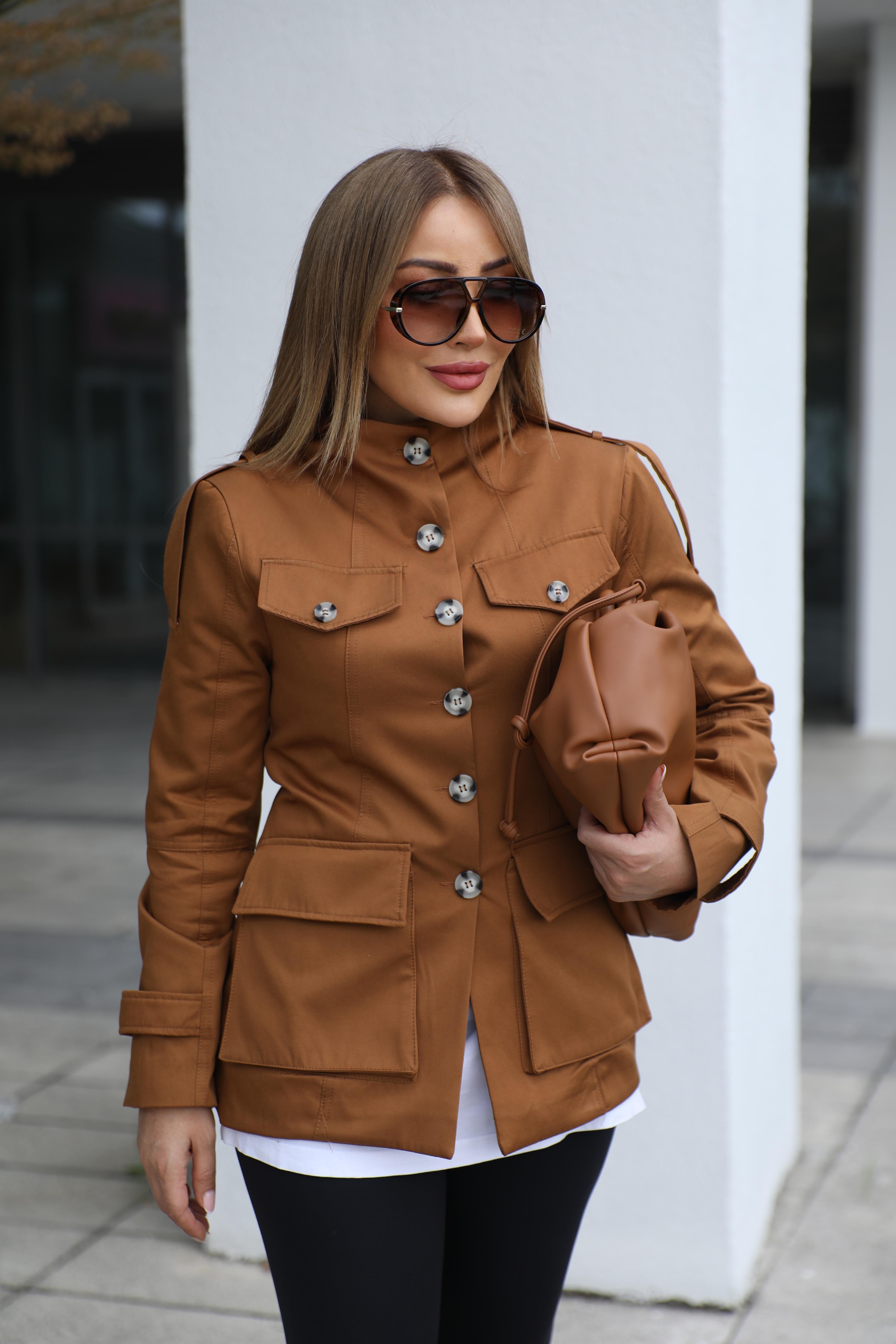 Camel Gabardin Trenç