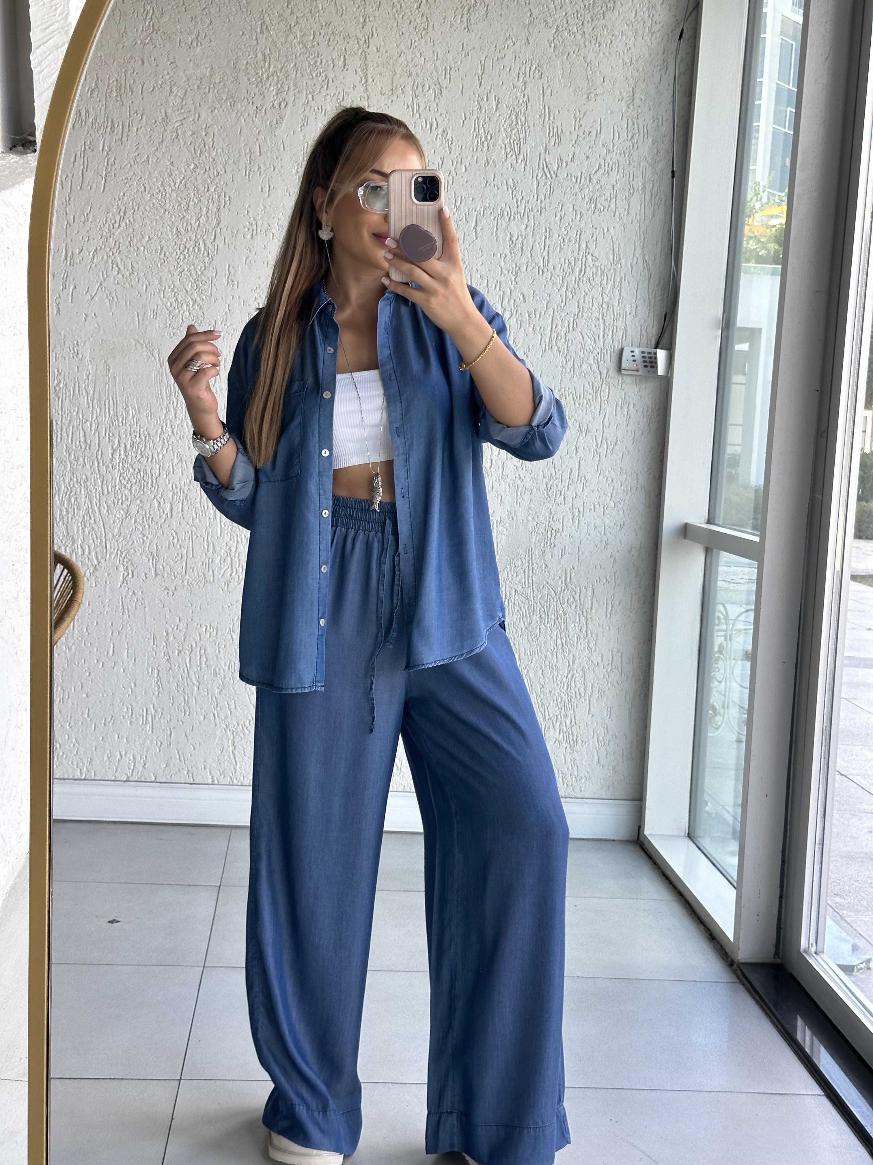 Denim Gömlek Pantolon Takım