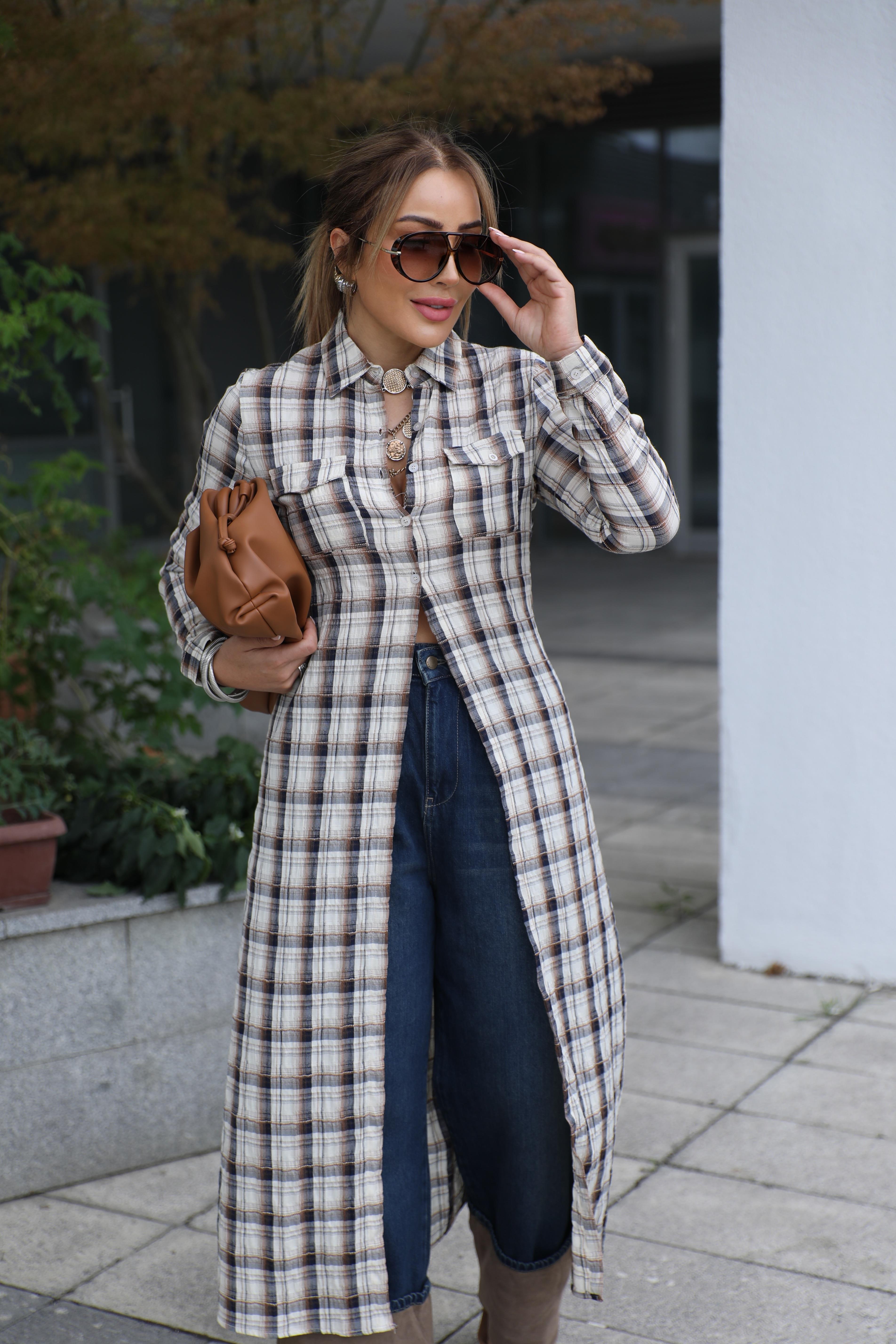 Ekoseli Uzun Gömlek