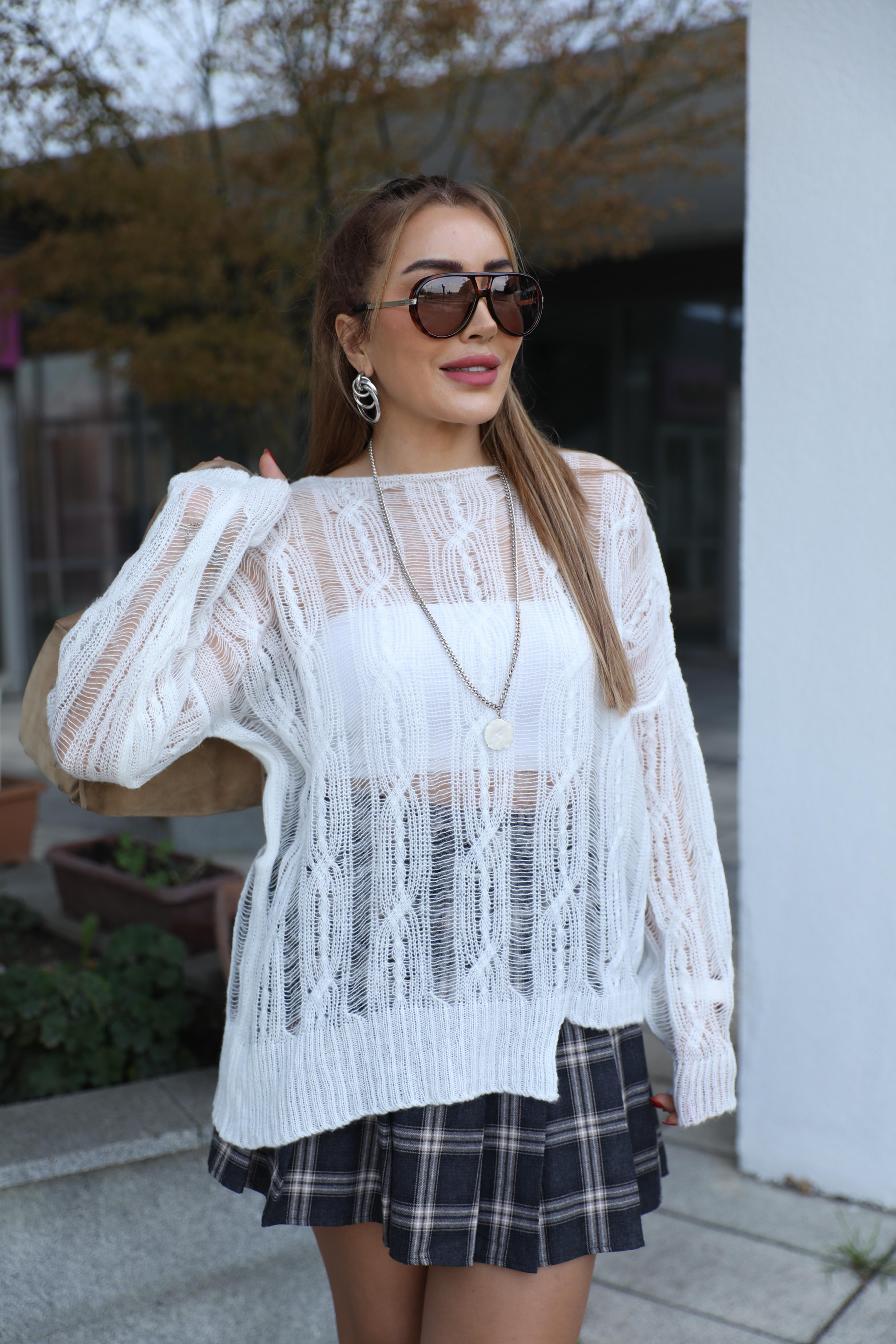 Ekru Ajurlu Triko Kazak 