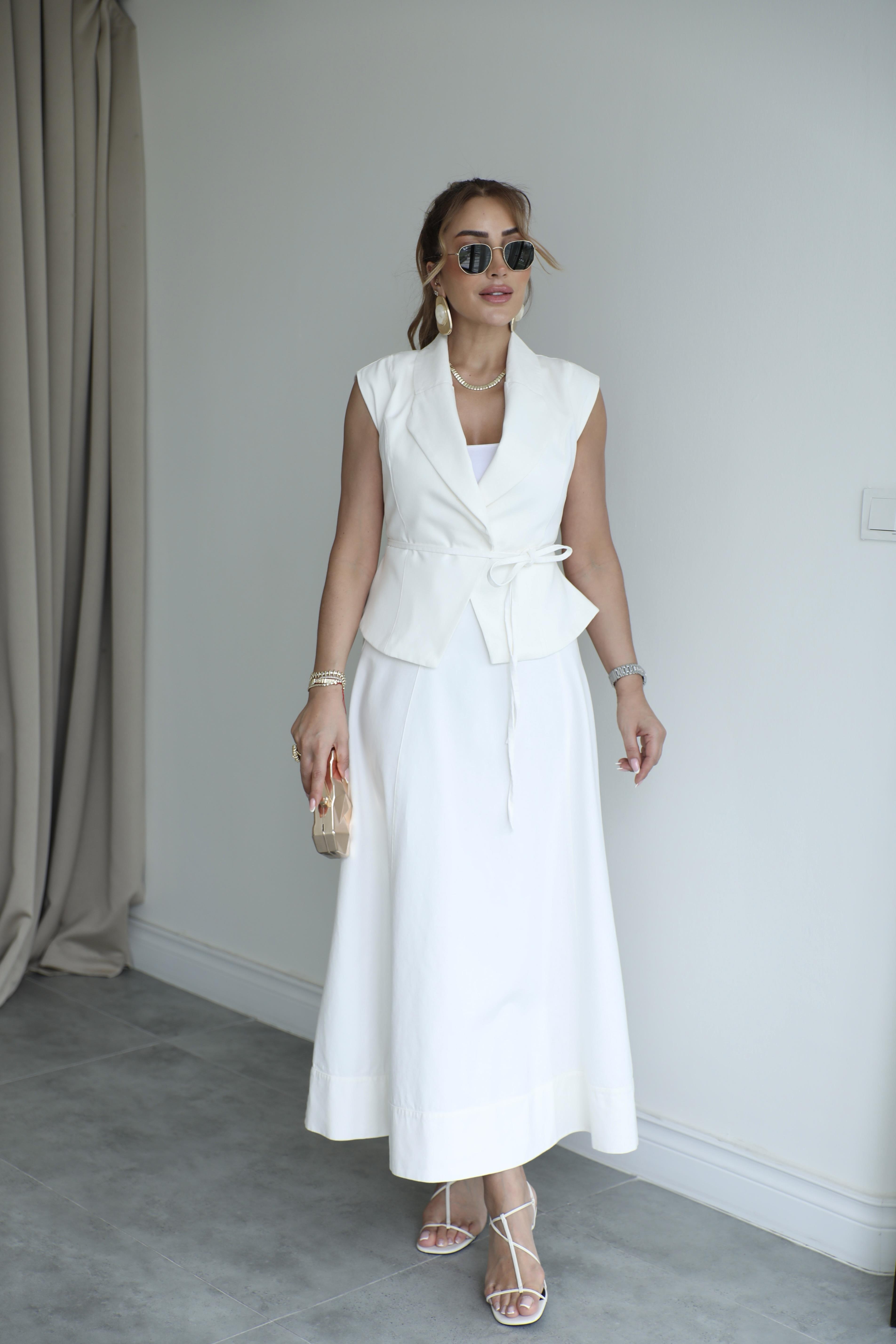 Ekru Etek Yelek Takım