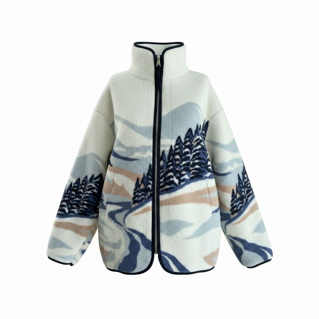 Ekru Mavi Polar Ceket 