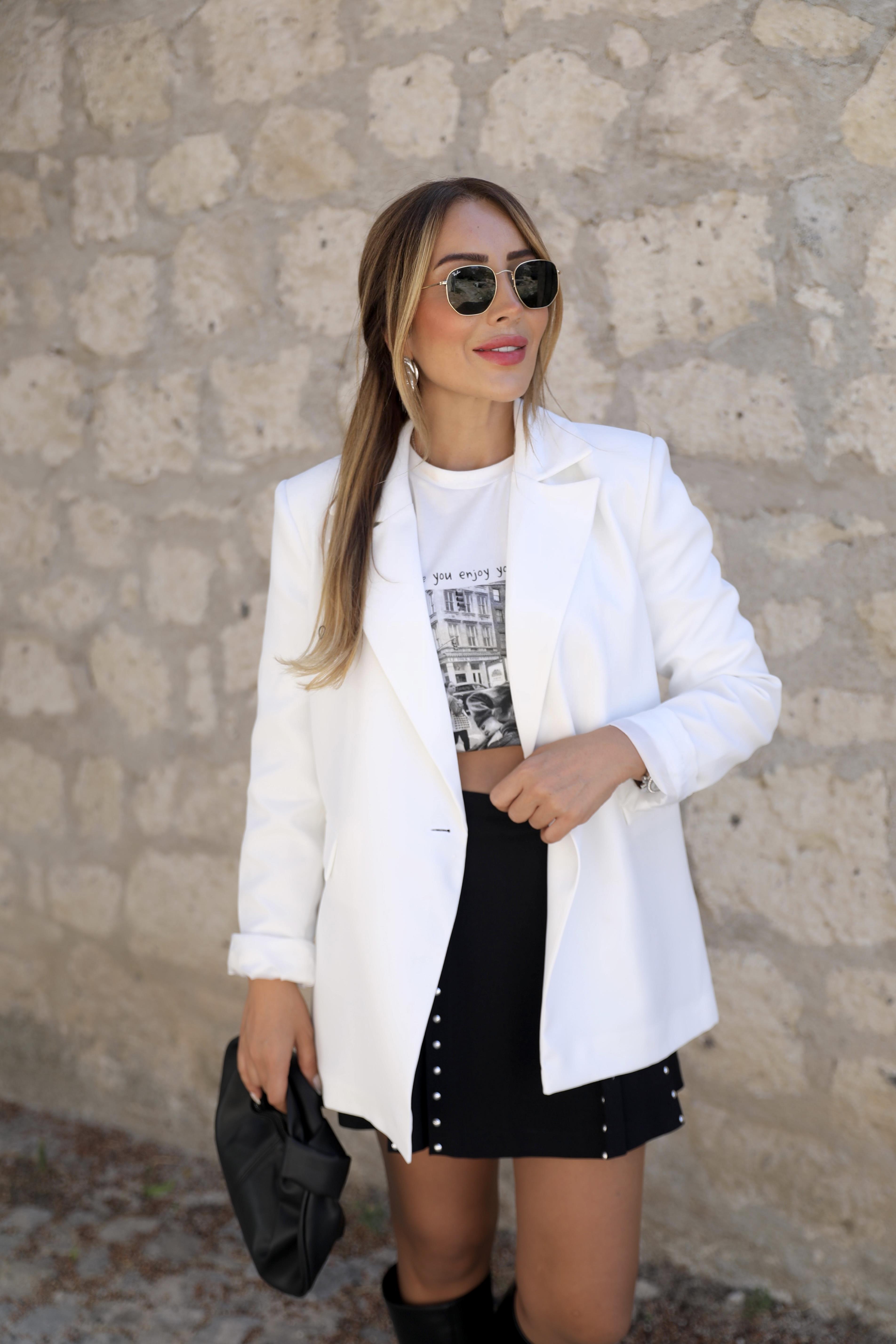 Ekru Oversize Blazer Ceket