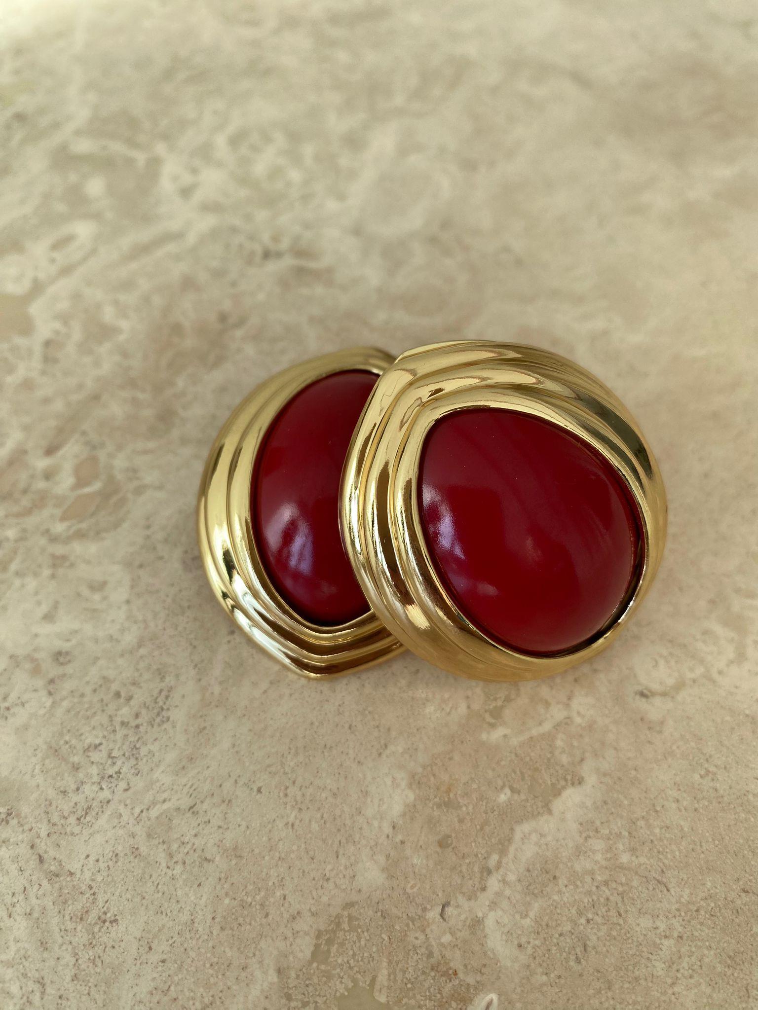 Gold Bordo Su Damlası Küpe