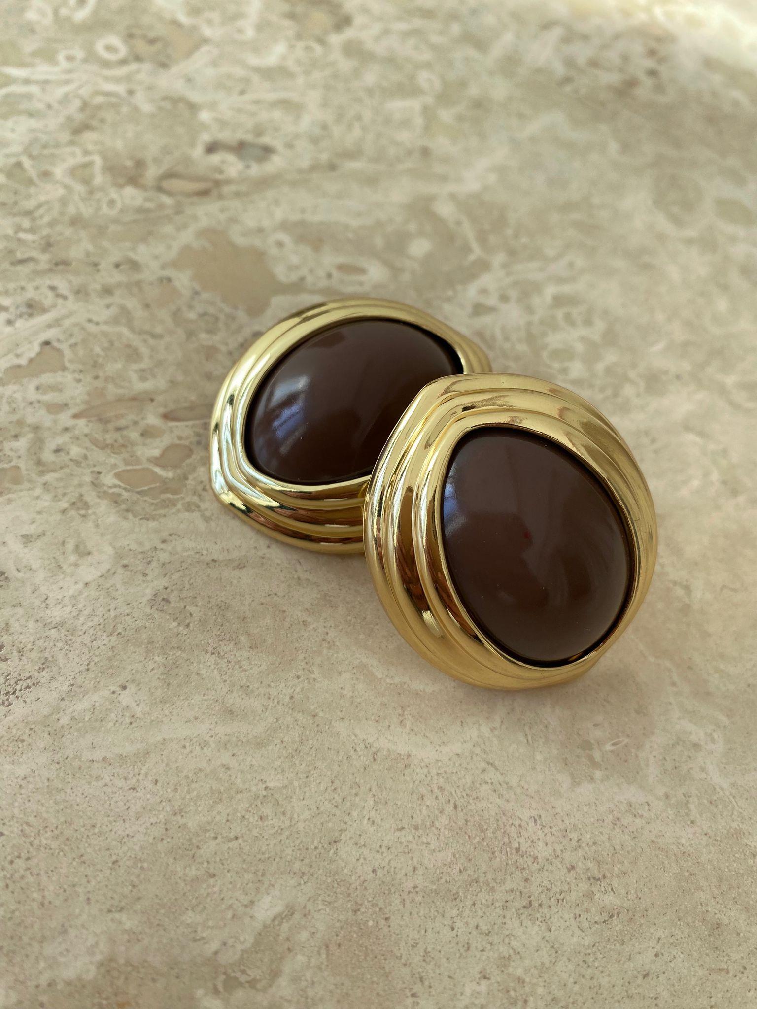 Gold Kahve Su Damlası Küpe
