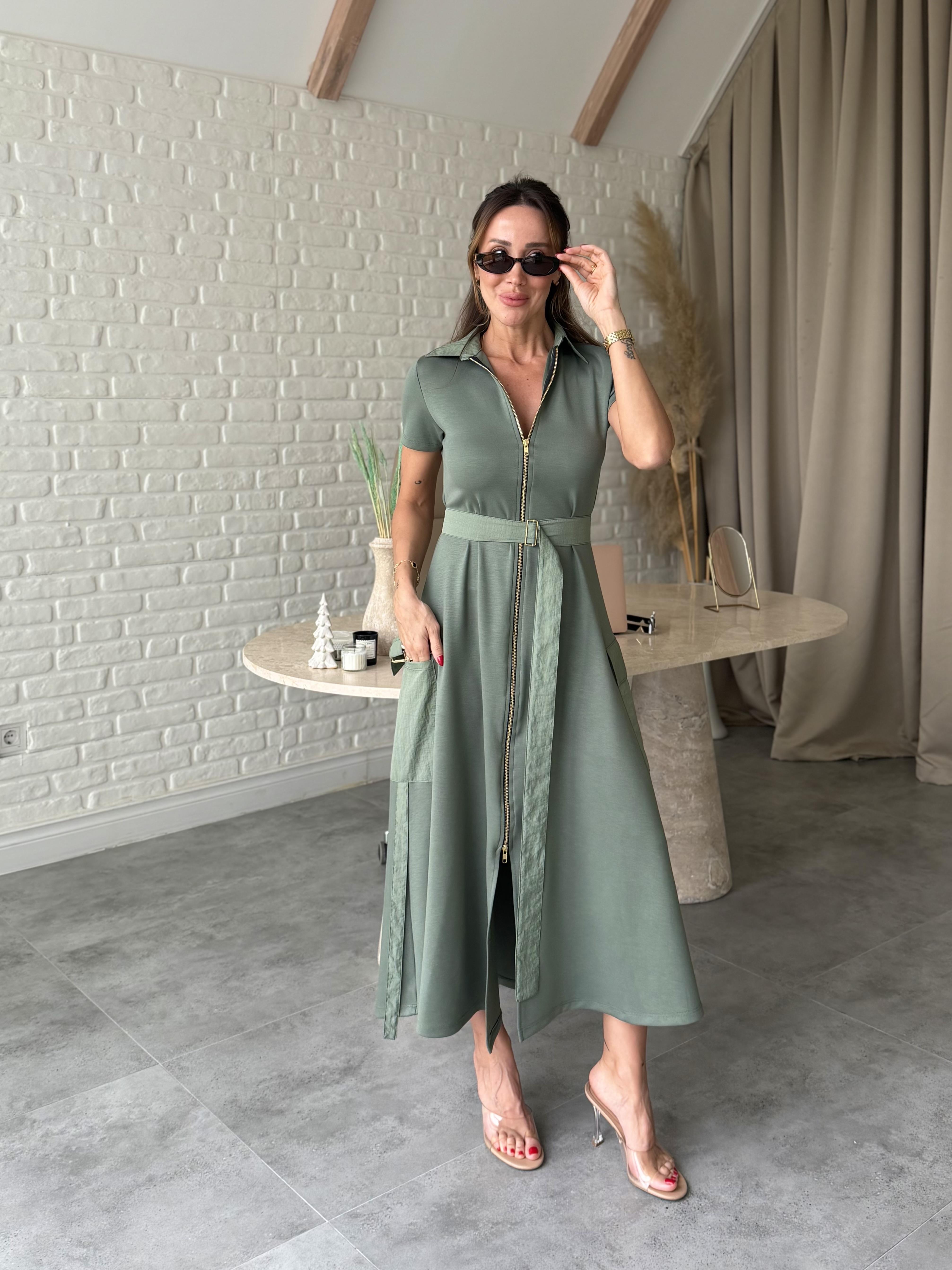 Haki Paraşüt Cepli Modal Elbise