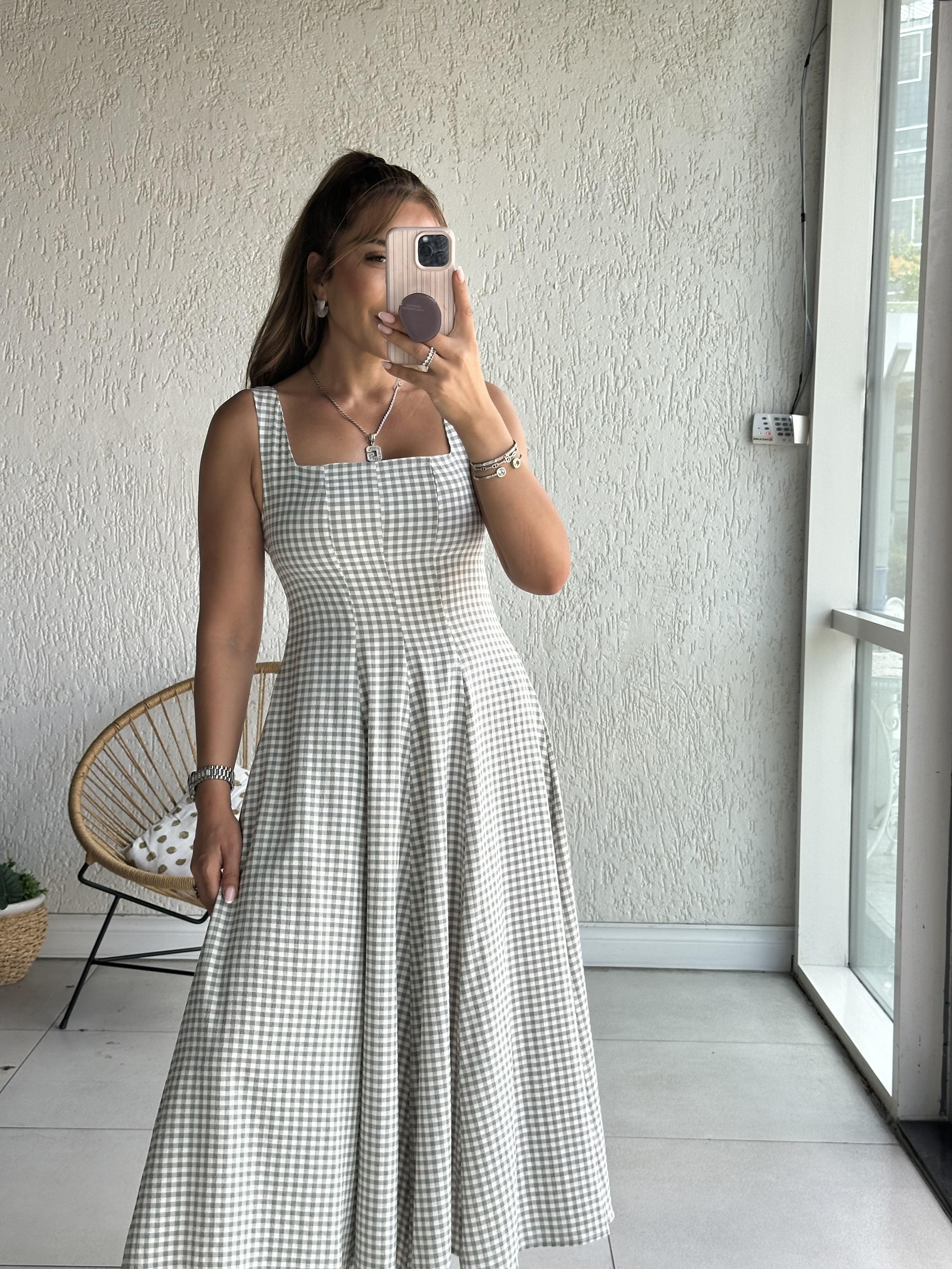 Haki Pötikare Askılı  Elbise