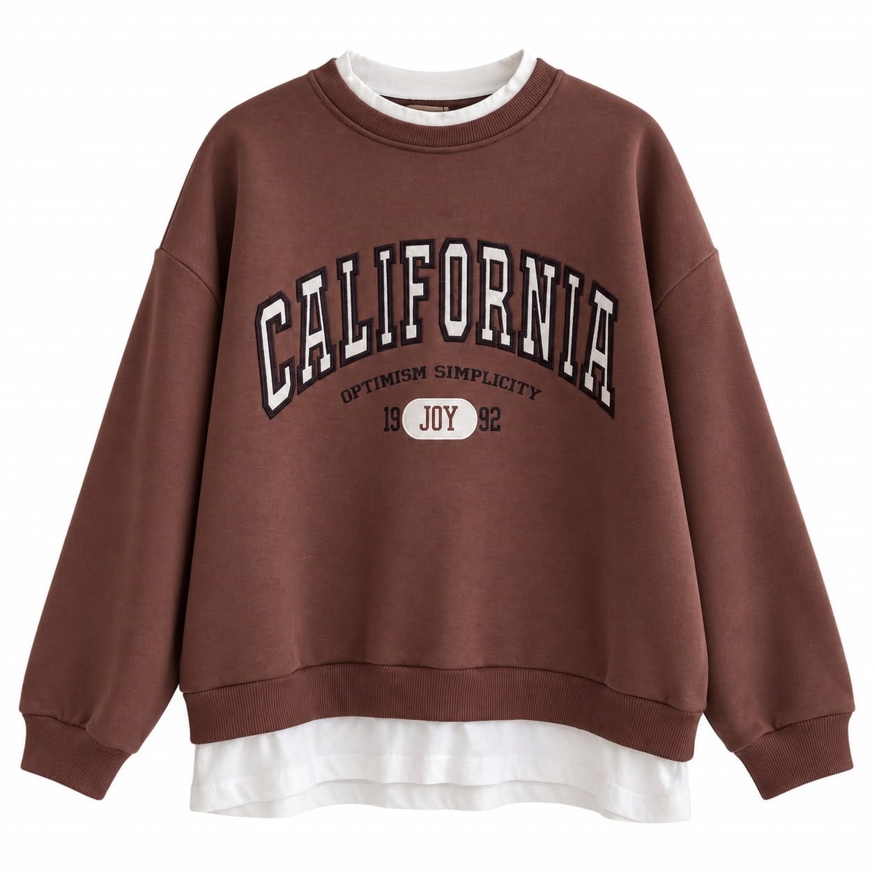 Kahve California Nakışlı Sweat