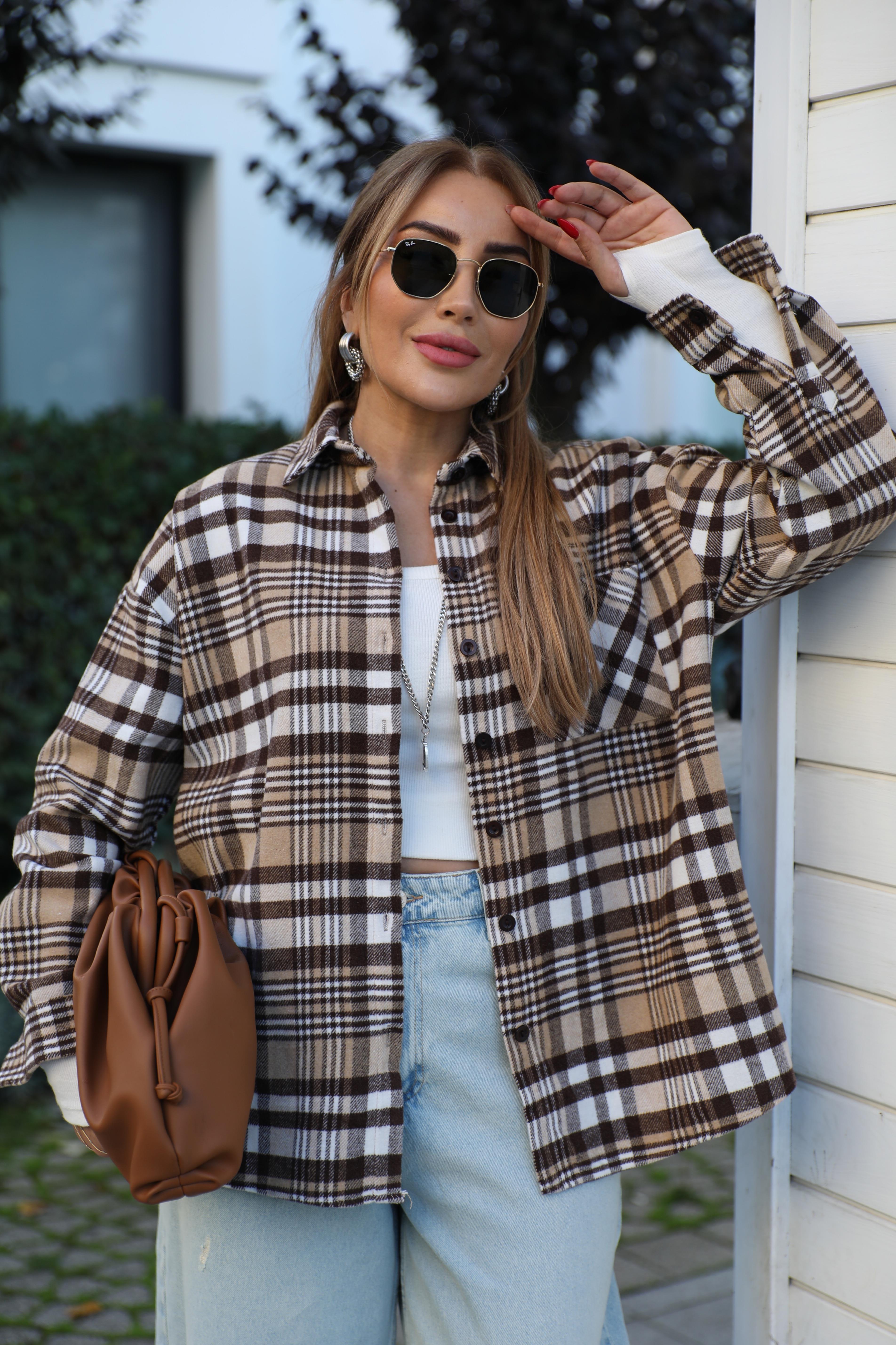 Kahve Çizgili Oduncu Gömlek