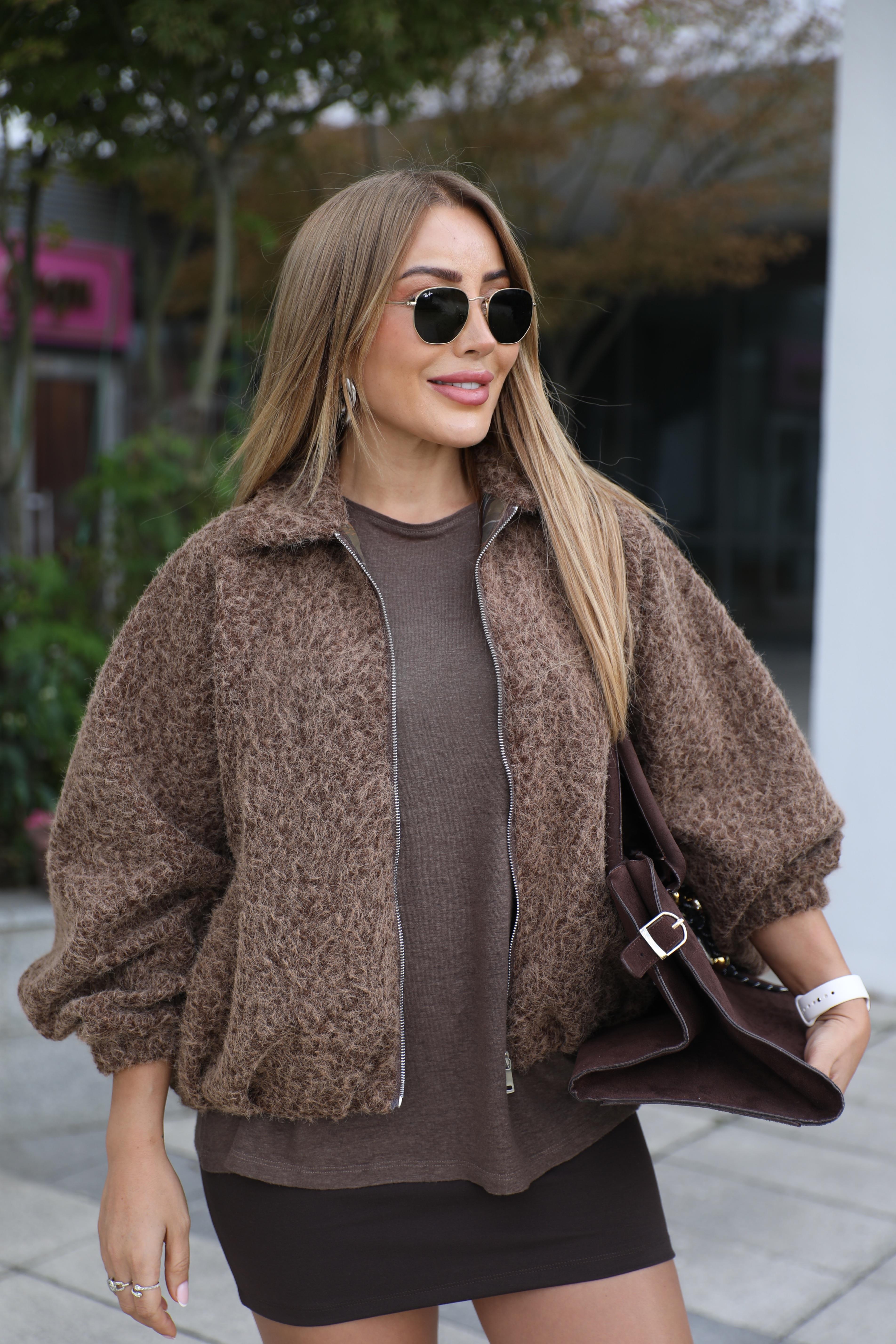 Kahve Kırçıllı Kaşe Ceket