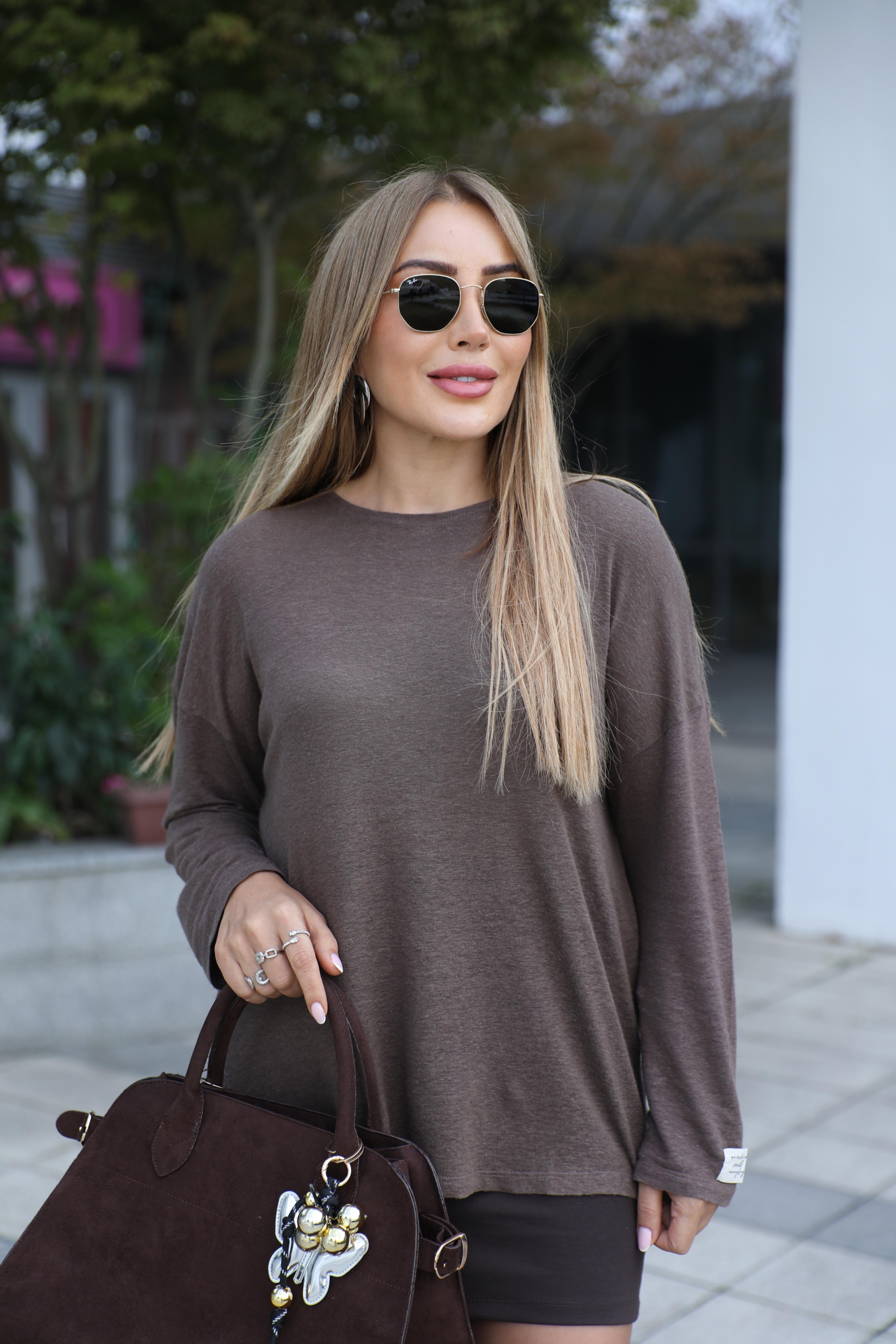 Kahve Kol Detay Bluz