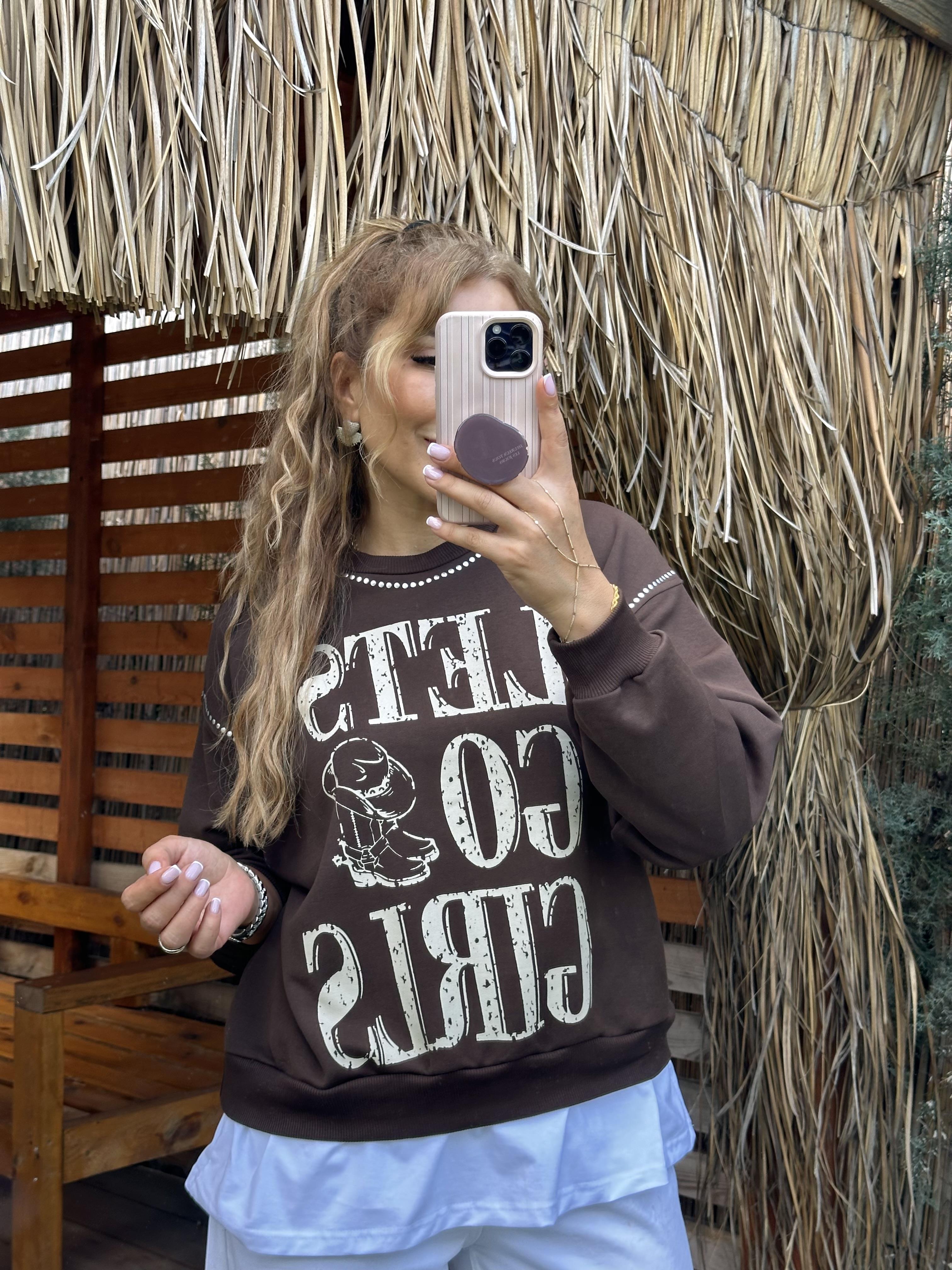 Kahve Lets Basic Detay Sweat