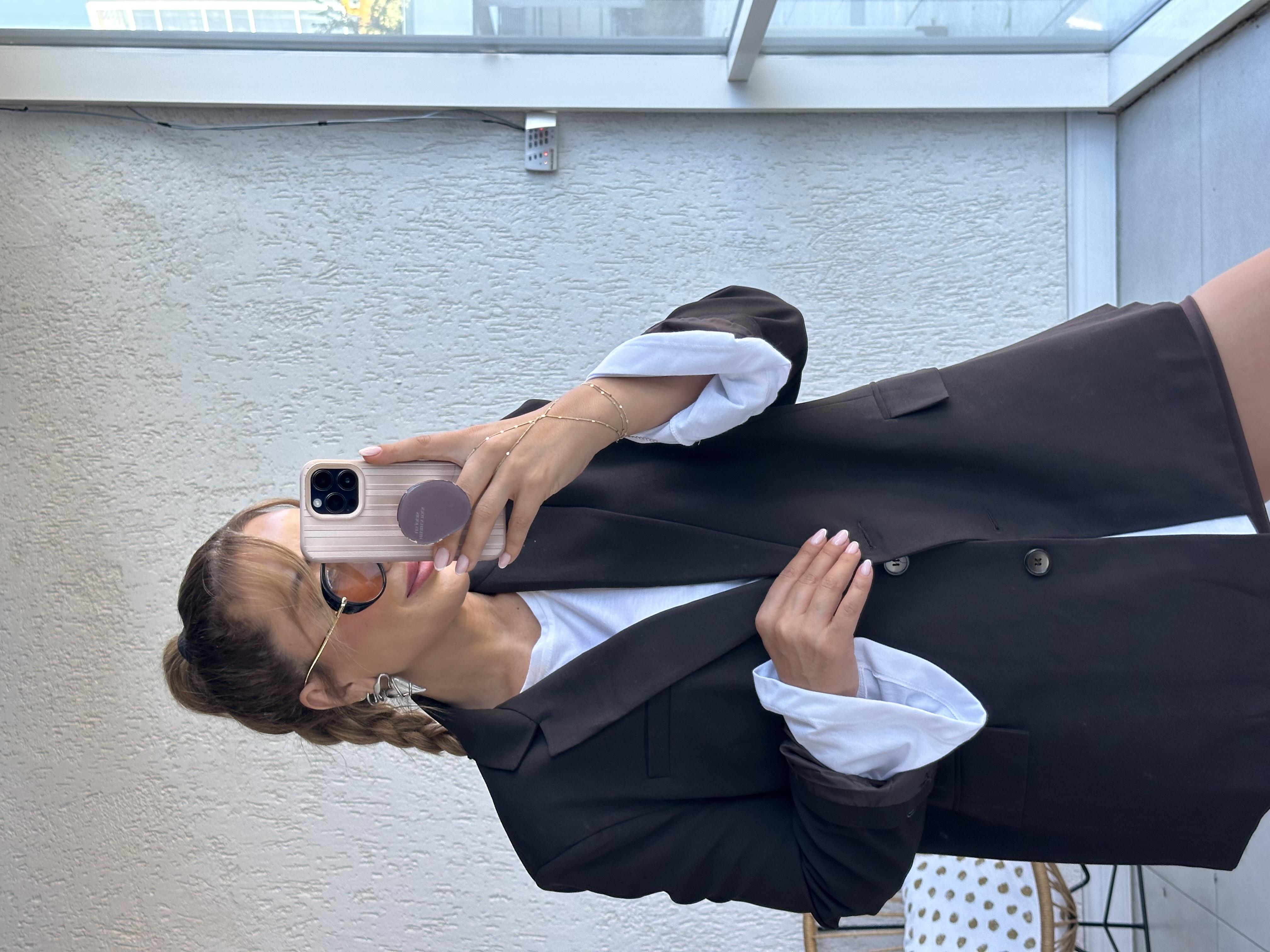 Kahve Oversize Blazer Ceket 