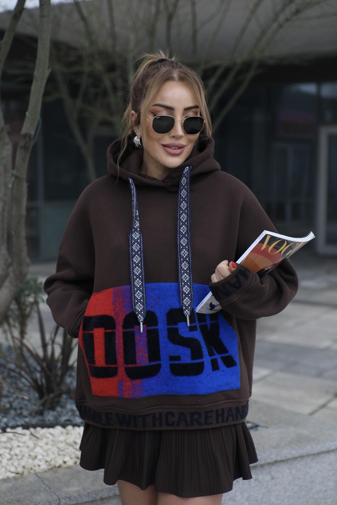 Kahve Renk Detaylı Sweat