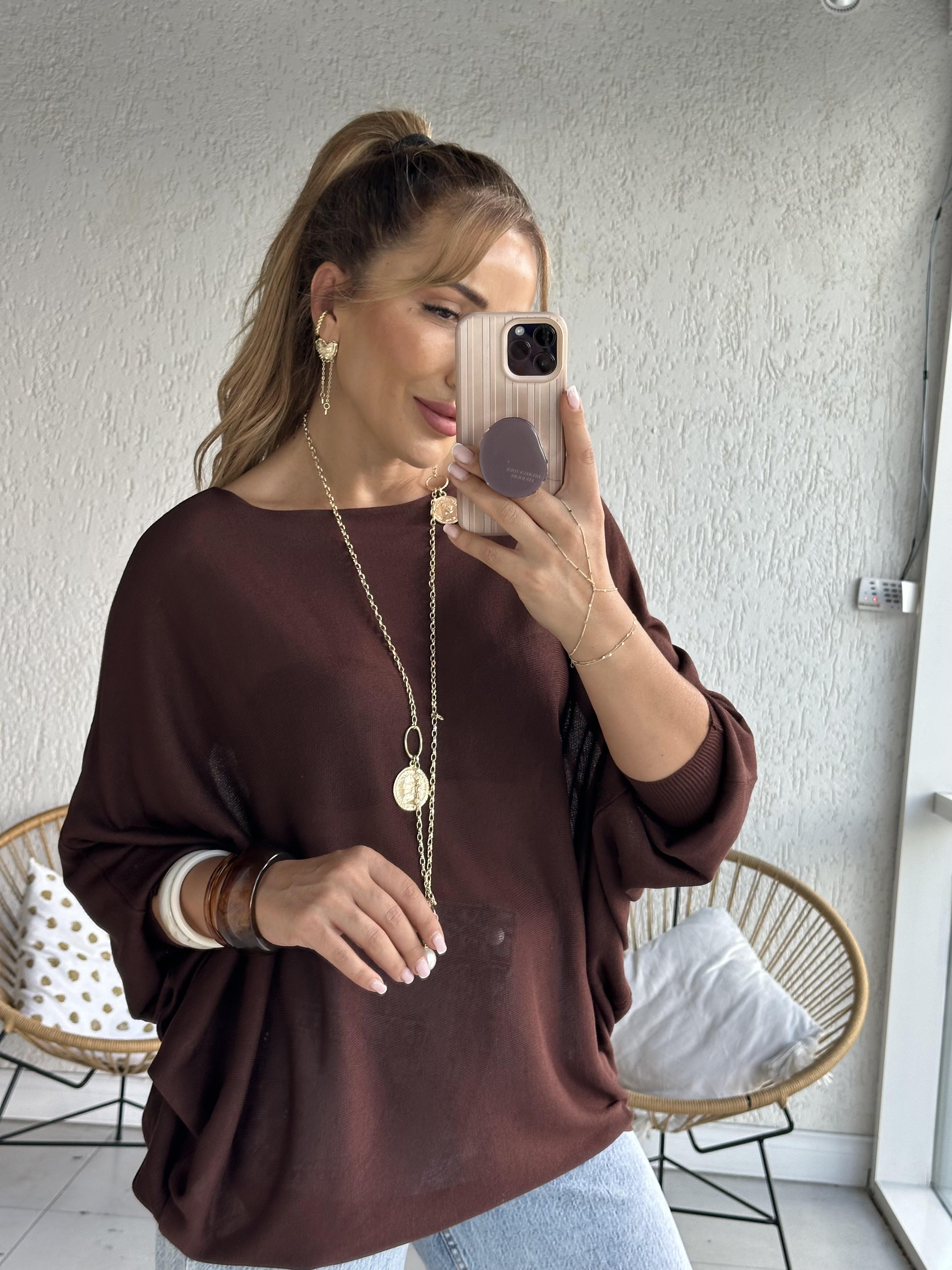 Kahve Salaş Triko Bluz