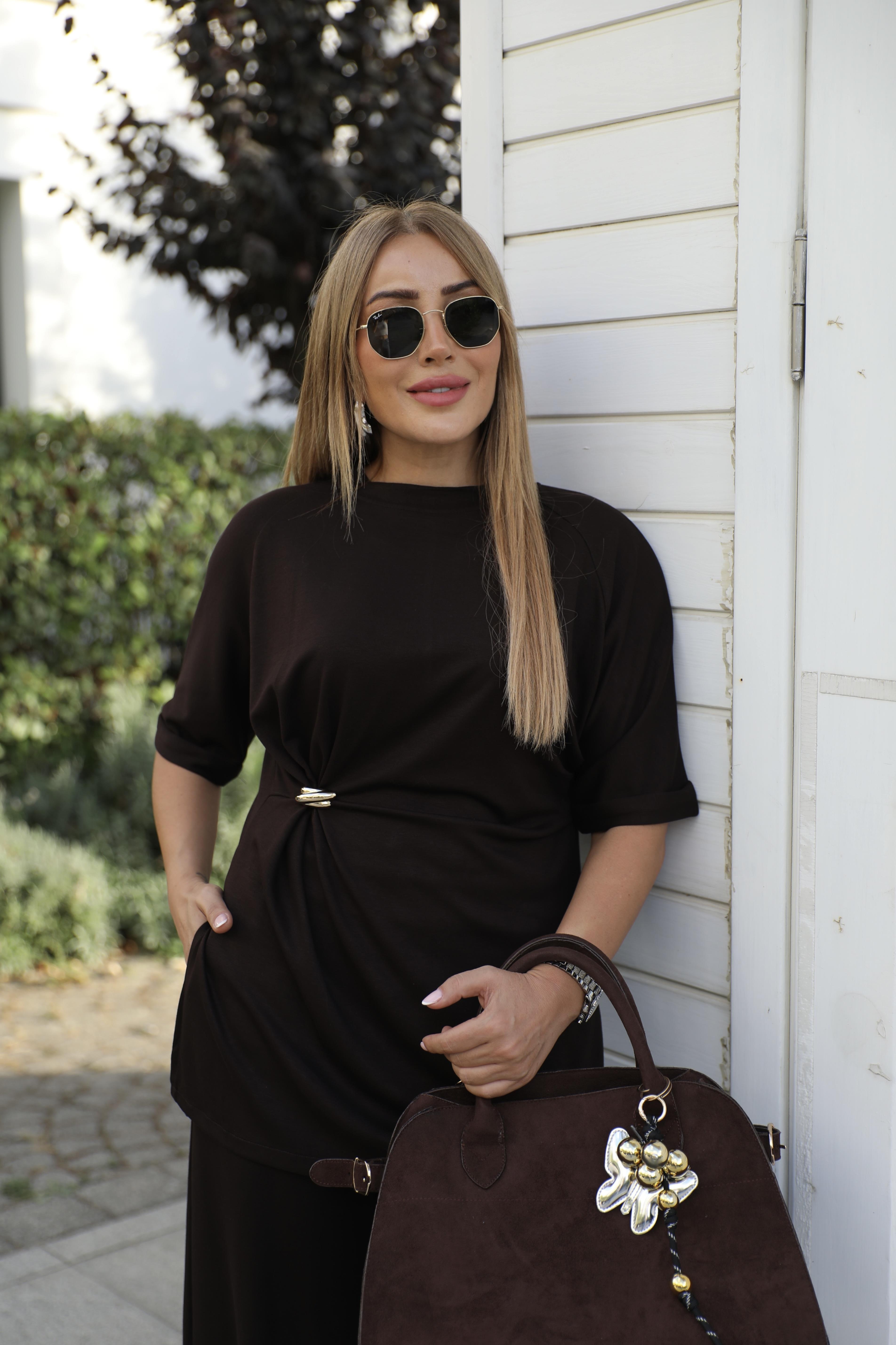 Kahve Toka Detaylı Modal Takım 