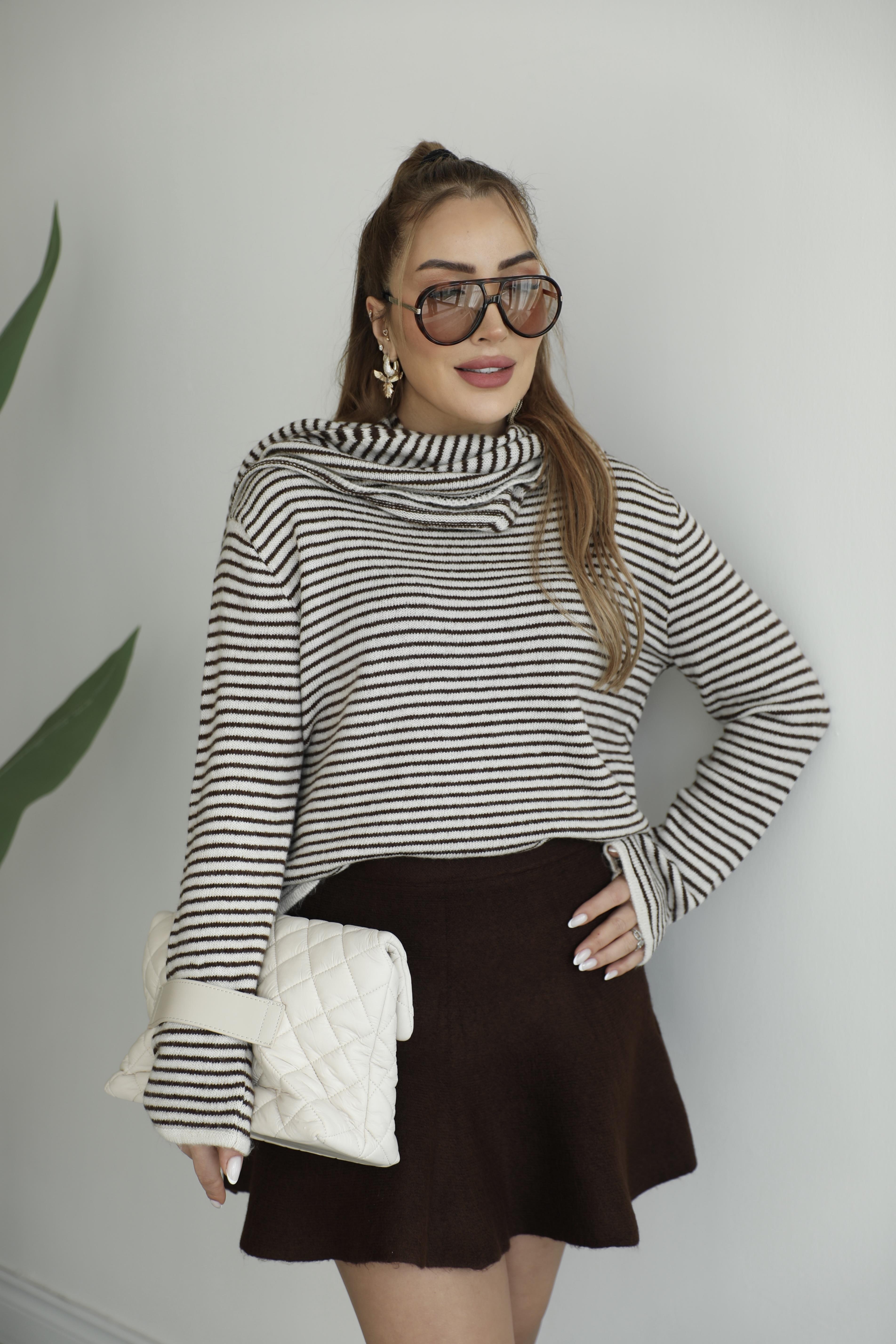 Kahve Triko Kısa Etek