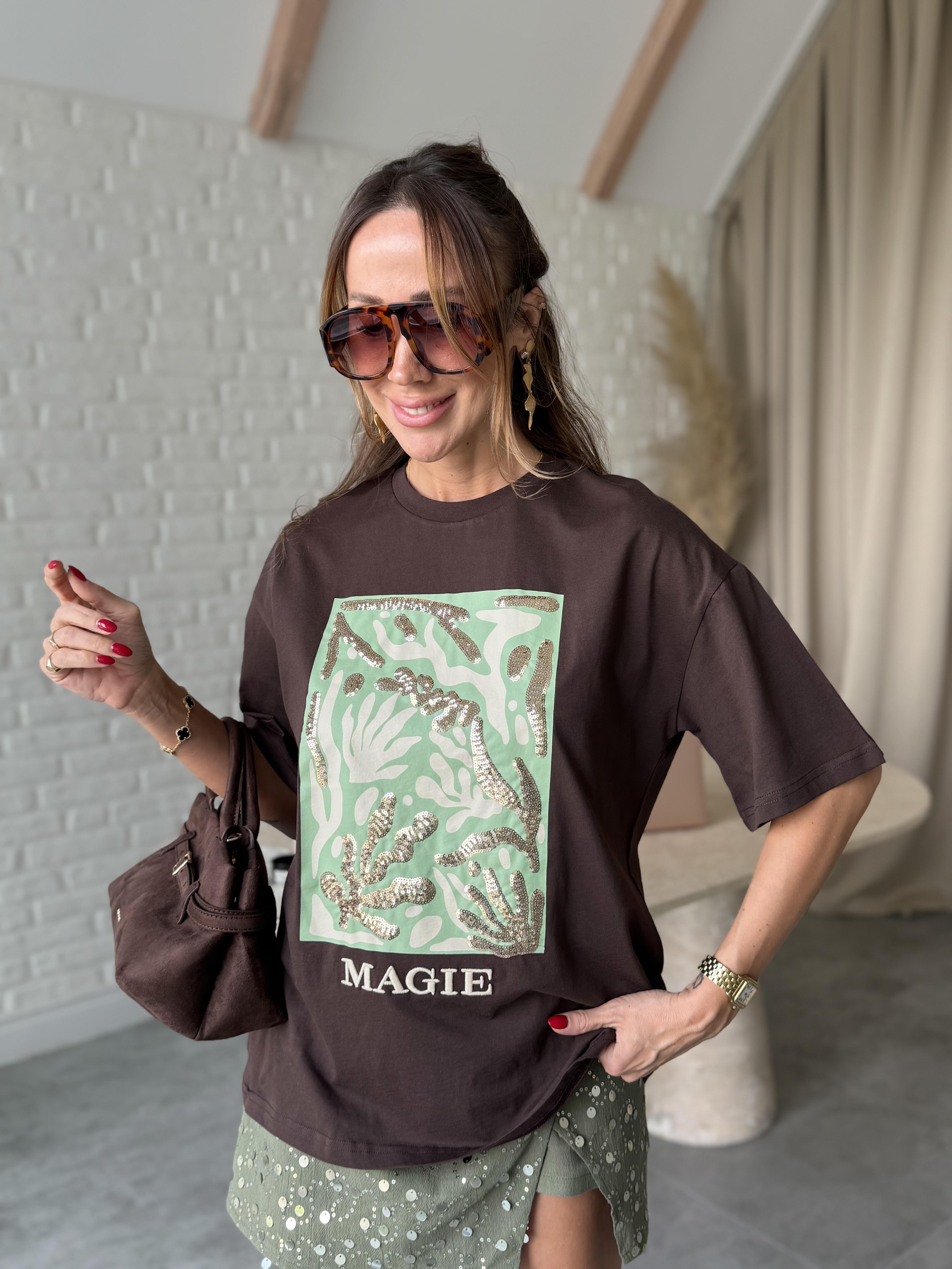 Kahve Yeşil Bakılı T-shirt