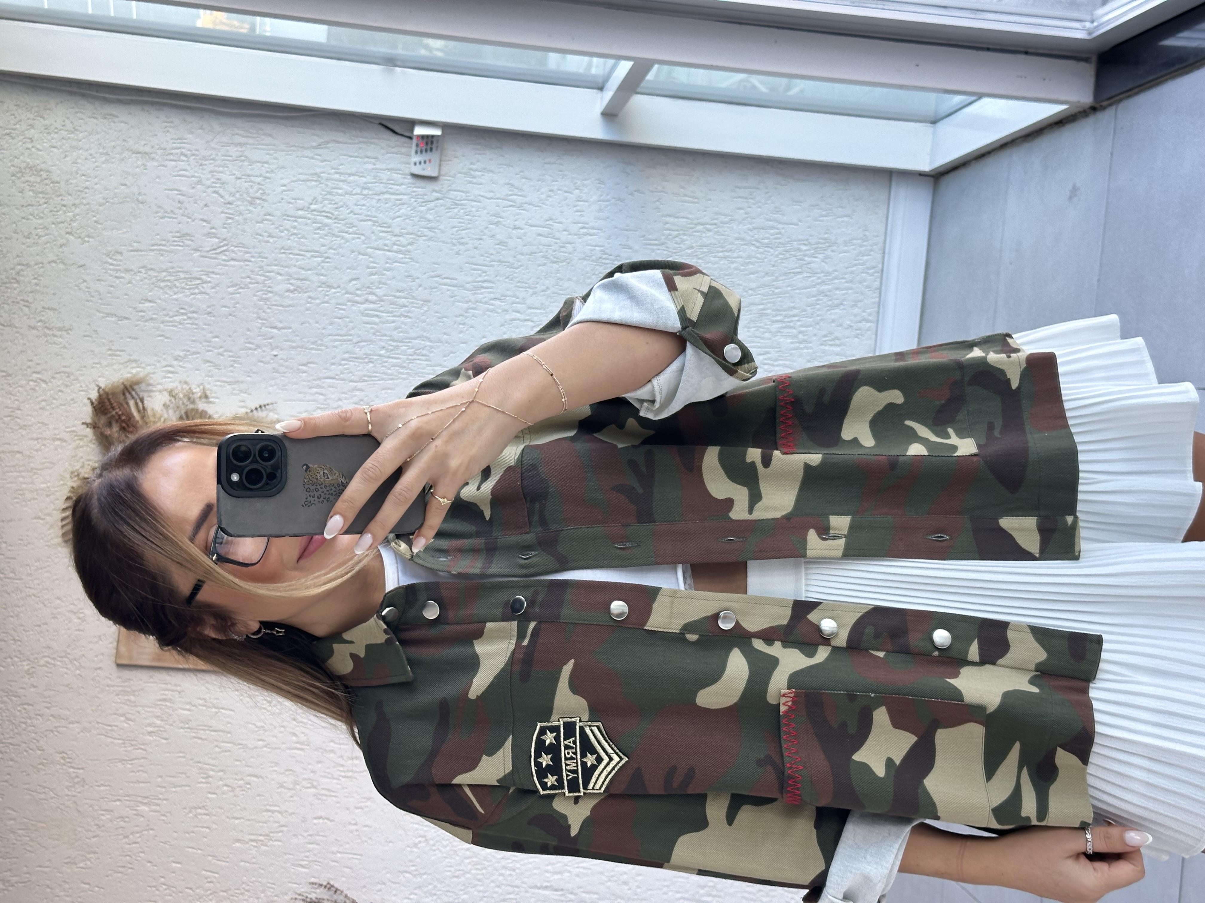 Kamuflaj Desen Oversize Ceket