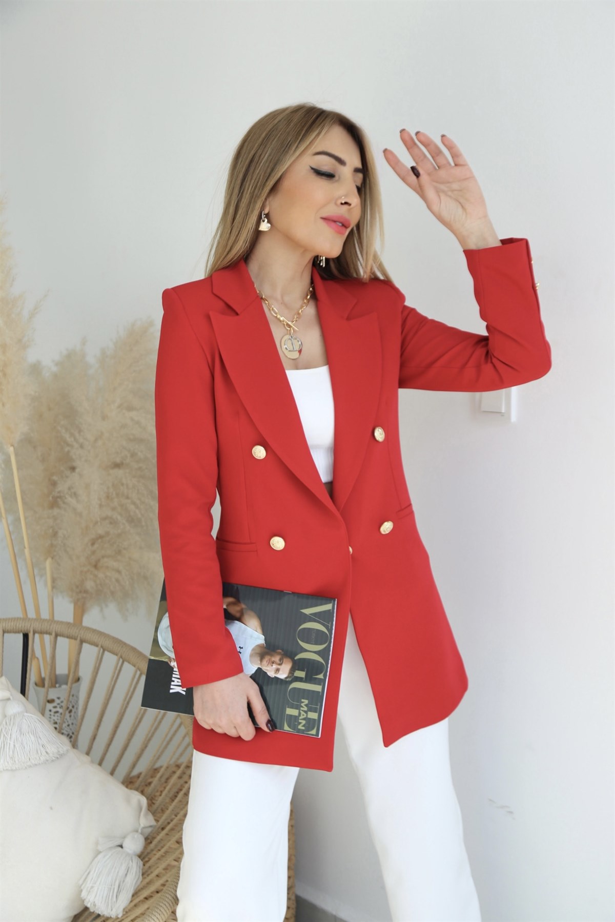 Kırmızı Blazer Ceket